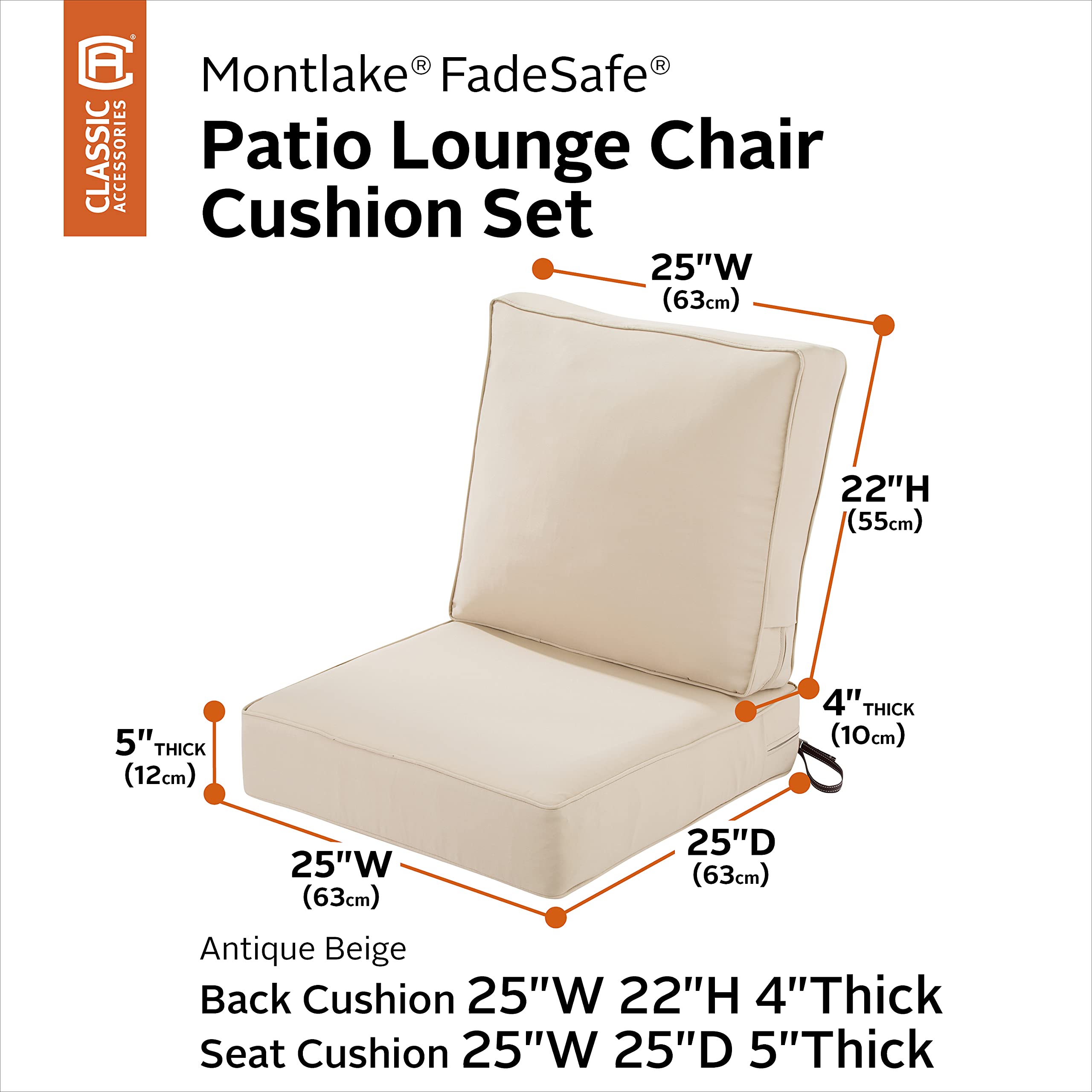 Montlake FadeSafe Patio Cushion Set 25x47