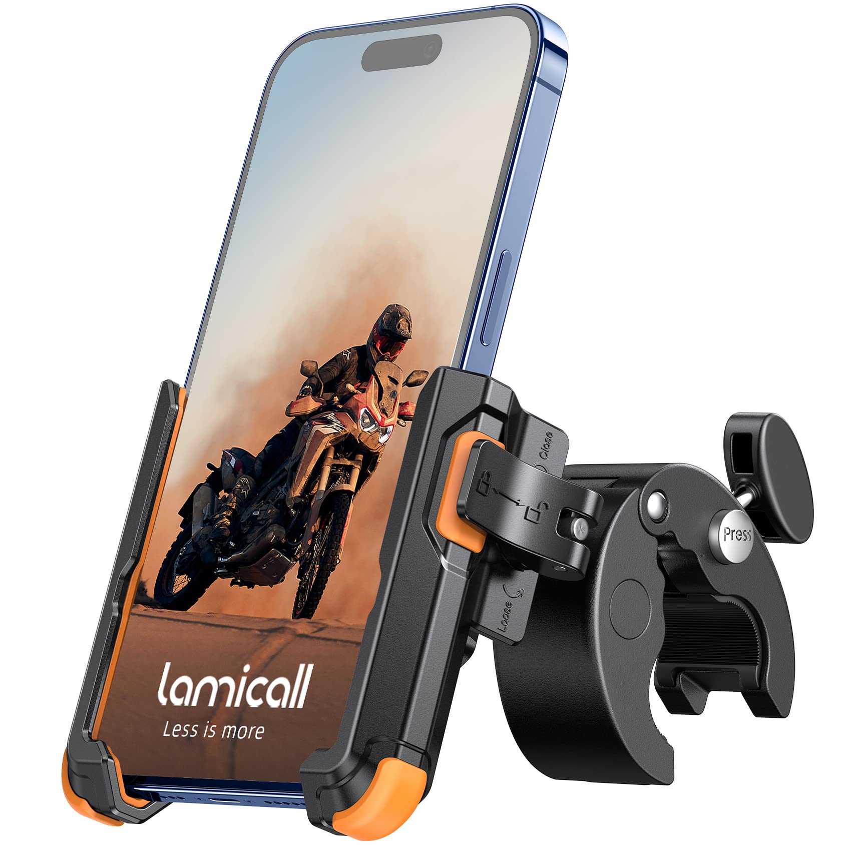 Lamicall Bike Phone Mount Holder - 360° Rotatable Motorcycle Phone Stand with Quick Release Clamp for iPhone 16/15/14/13/12 Pro Max/XS/XR & Huawei (Fits 4.7-6.8
