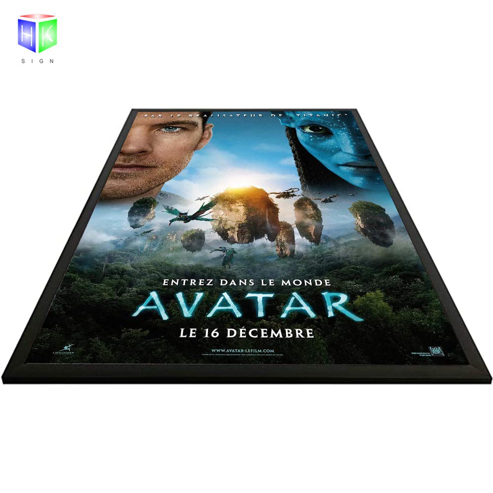27x40 Inch Wall Mounted LED Movie Poster Frame - Black Aluminum Snap Backlit Light Box for Artwork, Prints & Advertising Displays | Perfect for Home Theaters, Cinemas & Retail Stores