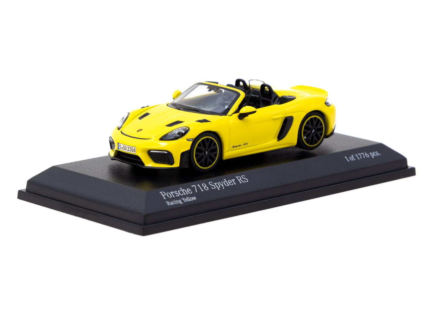 Minichamps X Tarmac Works 1/64 Scale Porsche 718 Spyder RS Diecast Model Car in Racing Yellow | COLLAB64 Series | Perfect for Collectors, Display Cases & Racing Enthusiasts