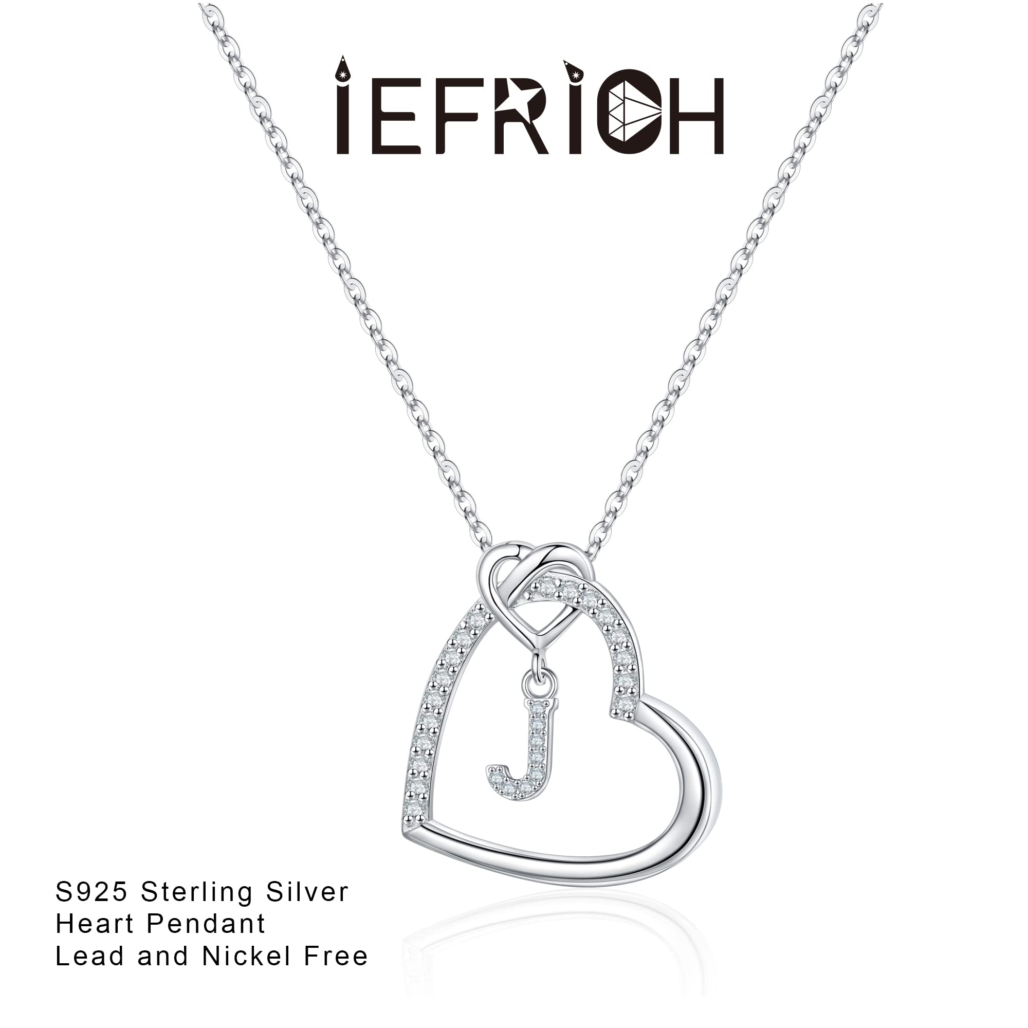 Sterling Silver Heart Initial Necklace for Women & Girls - Personalized Letter Jewelry, S925 Silver Heart Pendant Necklace, Birthday Gift for Her, Mom, Wife, Girlfriend | Perfect for Valentine's Day, Anniversary, Graduation & Everyday Wear