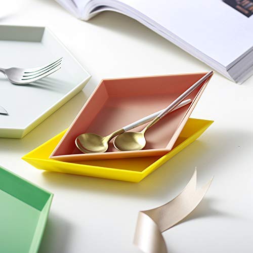 Evanto Plastic Storage Platters - Small Food Serving Tray & Jewelry Organizer, Geometric Design Multipurpose Desk Tray for Snacks, Rings, Office Supplies - Perfect for Parties, Home Decor & Workspace Organization
