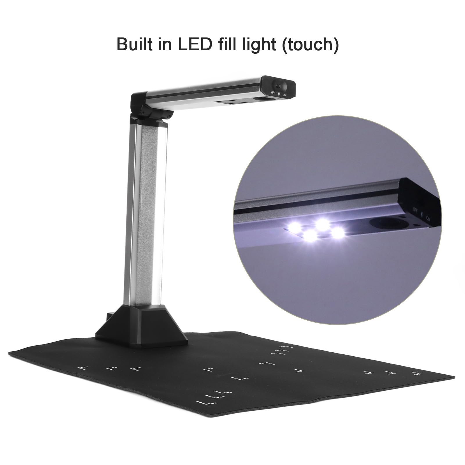 Professional A4 Book & Document Scanner - 5MP High Definition Auto-Focus USB Camera with OCR Technology | Portable for Office, Library & Home Use