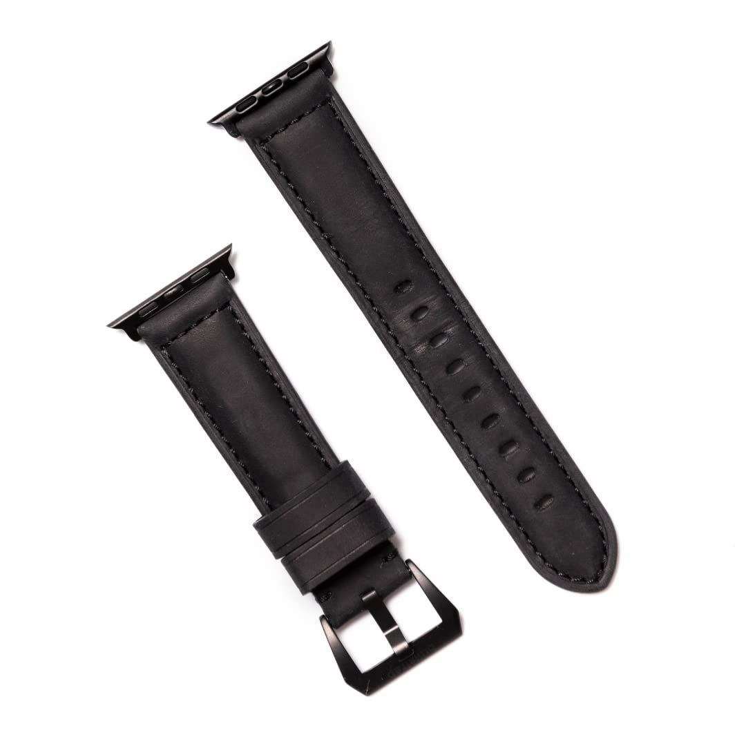 Premium Bullstrap Men's Full-Grain Italian Leather Watch Band - Compatible with Apple Watch Series 1-8 | Durable Luxury Replacement Strap for Work, Travel & Everyday Wear