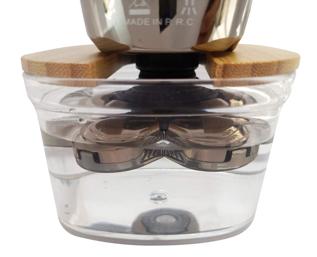 FitSand Bamboo Shaver Rinse Stand - Compatible with Skull Shaver Pitbull Platinum PRO, Electric Pitbull, Palm, Butterfly Kiss, Butterfly Pro & Bald Eagle Shavers - Perfect for Bathroom Countertop Organization & Electric Razor Maintenance