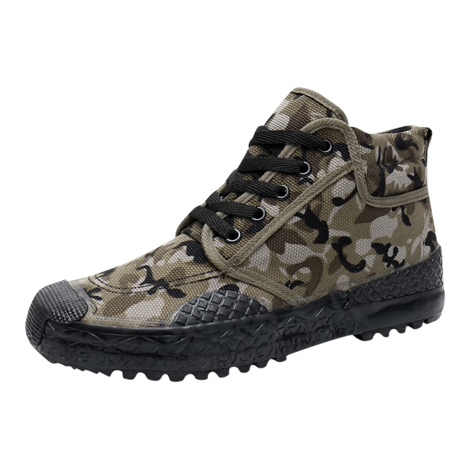 Breathable Canvas High Top Walking Shoes for Men - Comfortable Rubber Sole Sneakers for Autumn & Labor Work - Ideal for Hiking, Casual Wear & Outdoor Activities