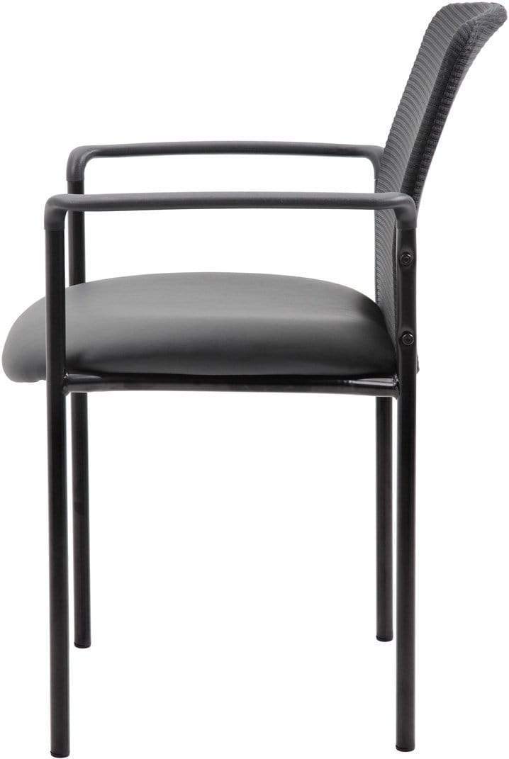 Boss Caressoft & Mesh Guest Chair - Ergonomic Office Chair with Breathable Mesh Back, Black [B6909 CS] - Perfect for Reception Areas, Conference Rooms & Home Offices