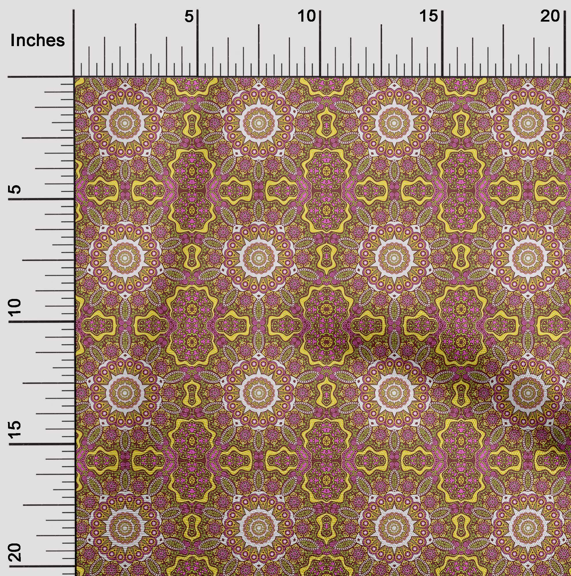 oneOone Cotton Silk Fuschia Pink Moroccan Mosaic Print Fabric by The Yard - 42 Inch Wide Soft Dress Material for Boho Chic Clothing, DIY Fashion & Home Decor Projects