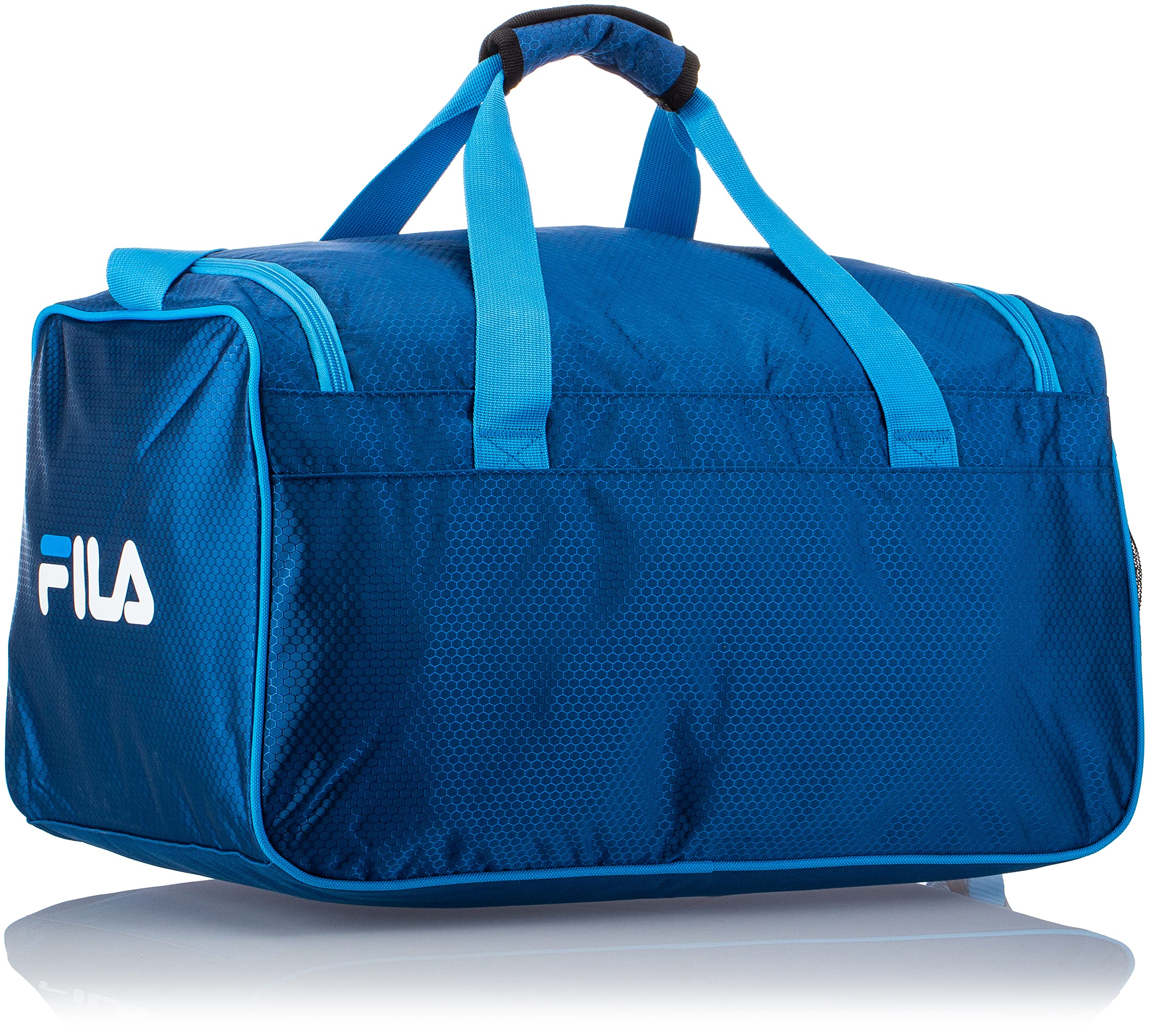 Fila Drone SM Travel Gym Sport Duffel Bag - Water-Resistant Nylon Carryall for Men & Women - Perfect for Gym, Workout, Travel & Sports - Navy/Blue, One Size