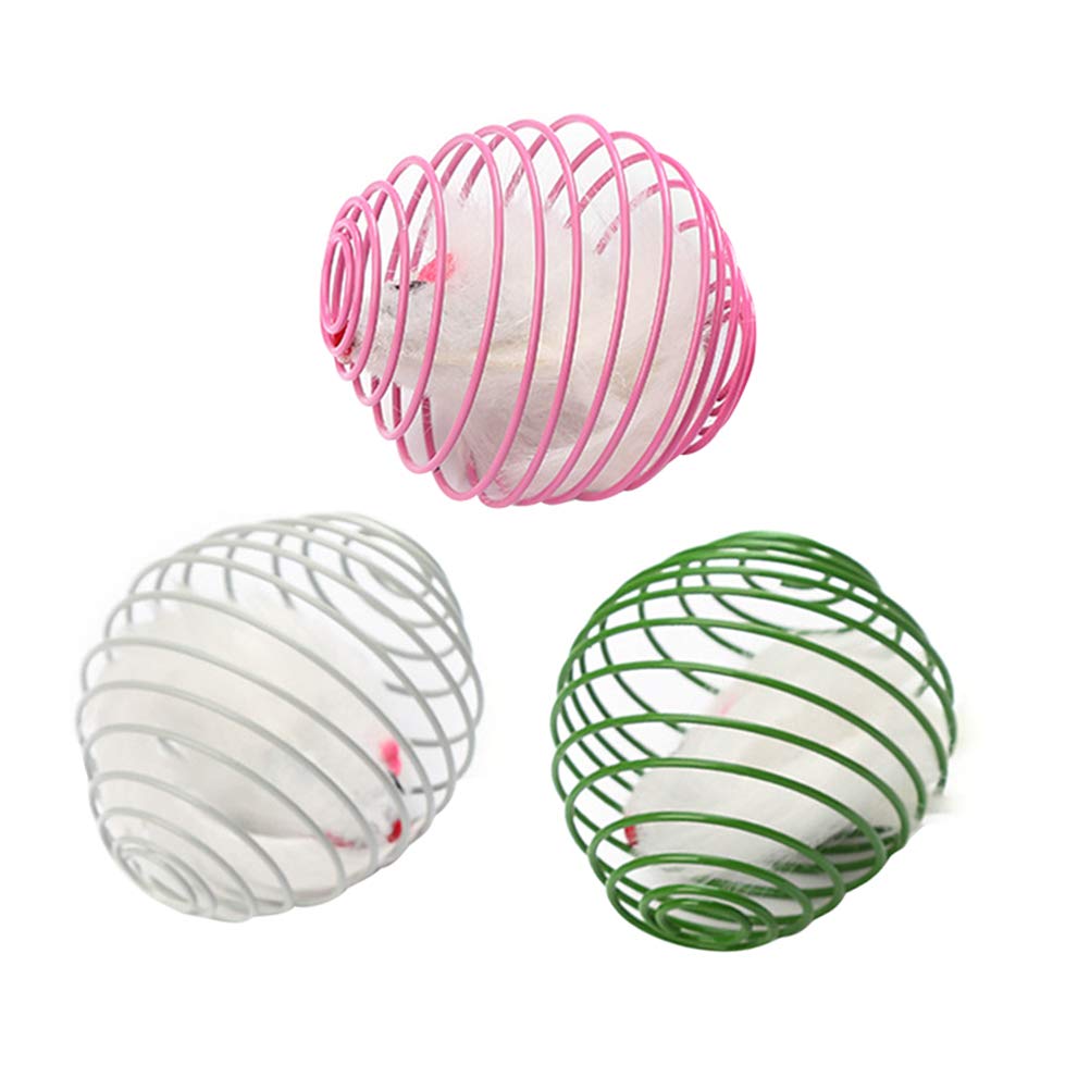 Scicalife 3-Piece Soft Telescopic Spring Cat Toys - Funny Interactive Kitten Teaser & Cage Play Props for Indoor Cats | Perfect for Playtime, Exercise & Bonding