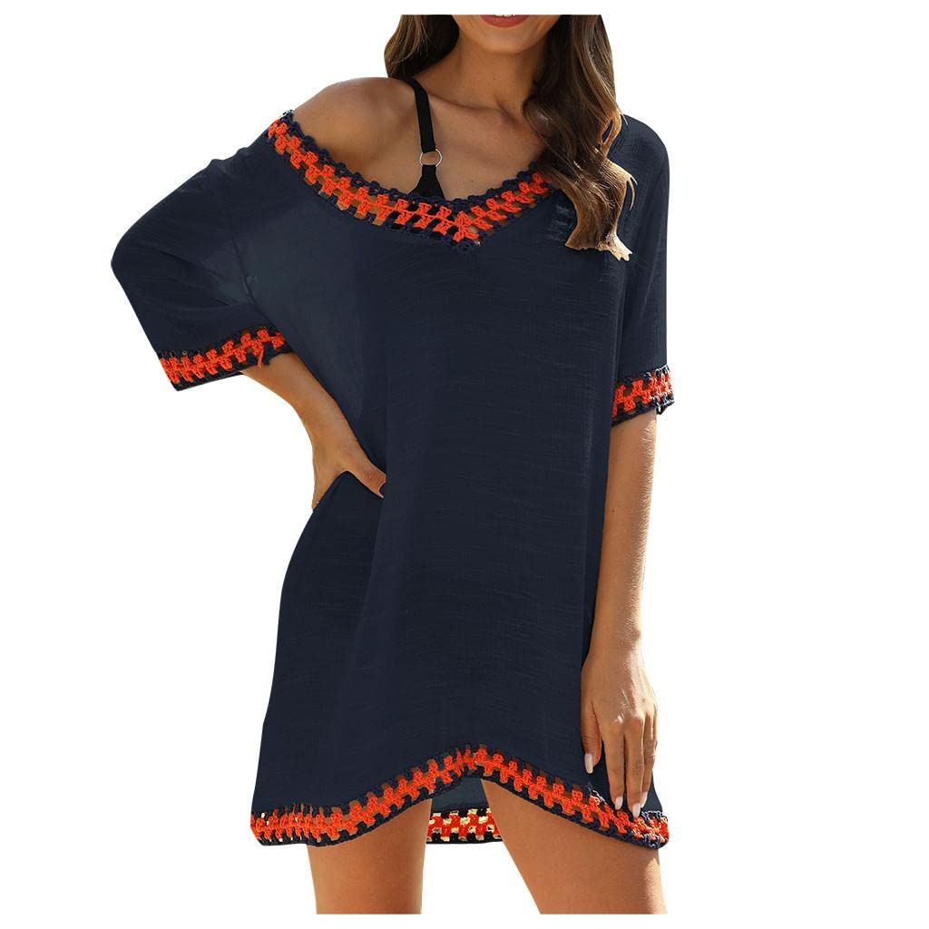 Women's Lightweight Sunscreen Swim Cover Up Dress - Bikini Beach Coverup for Summer, Cruise & Vacation - Boho Ethnic Fashion for Pool, Resort & Tropical Getaways