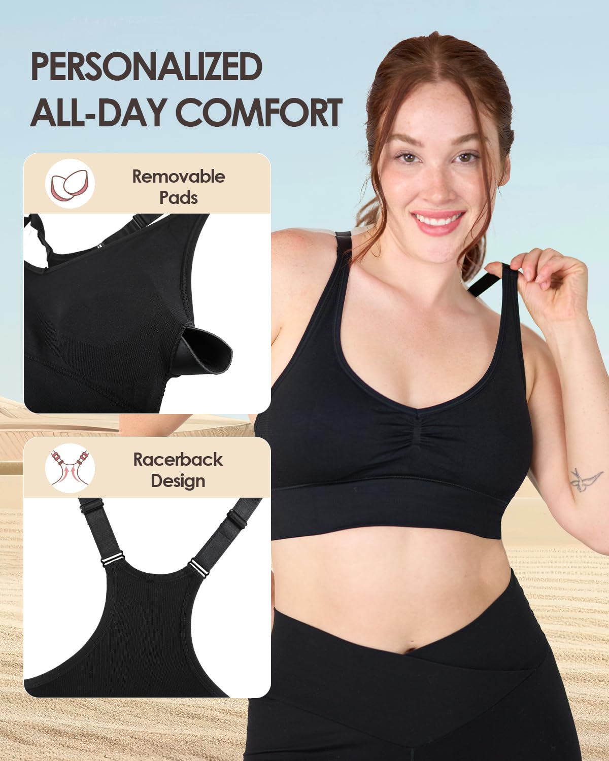 Coobie Seamless Fusion Racerback Sports Bra for Women - Comfortable Workout & Yoga Bra - Perfect for Running, Gym & Active Lifestyle