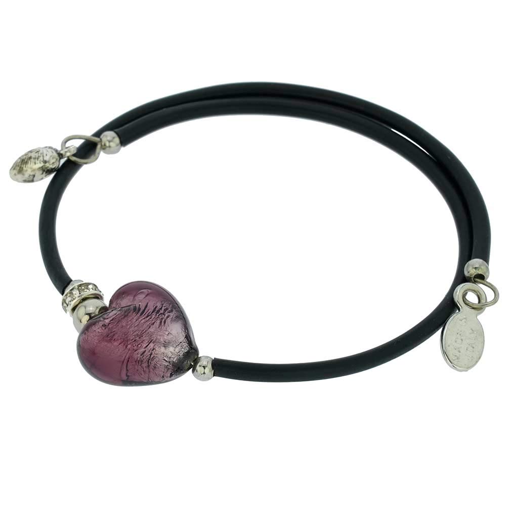 Venetian Murano Glass Heart Bracelet - Silver Purple Elegant Jewelry for Women | Perfect Gift for Valentine's Day, Anniversary & Special Occasions