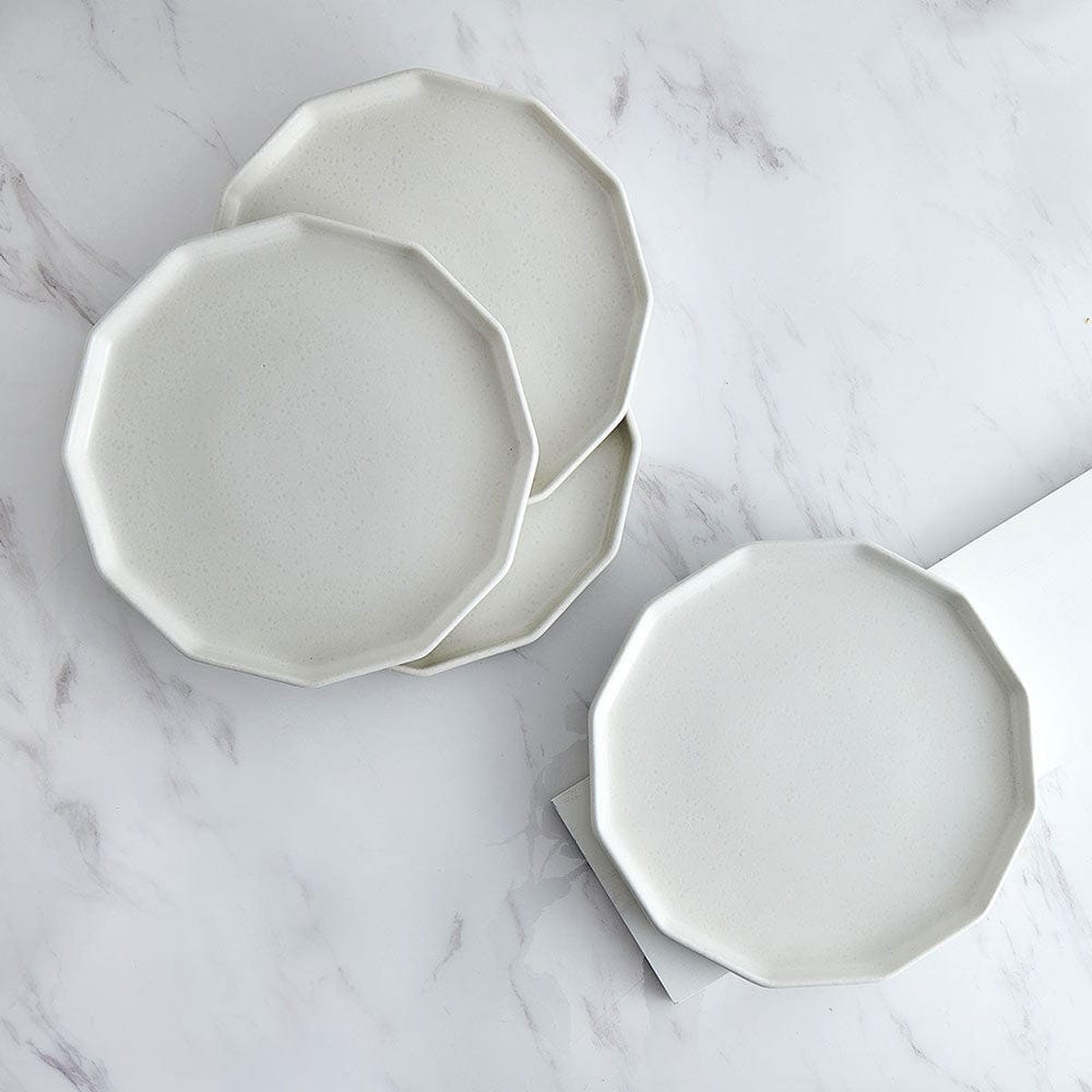 Luxor White Set of 4 Porcelain Dinner Plates - Elegant Tableware for Fine Dining, Restaurants & Home Entertaining
