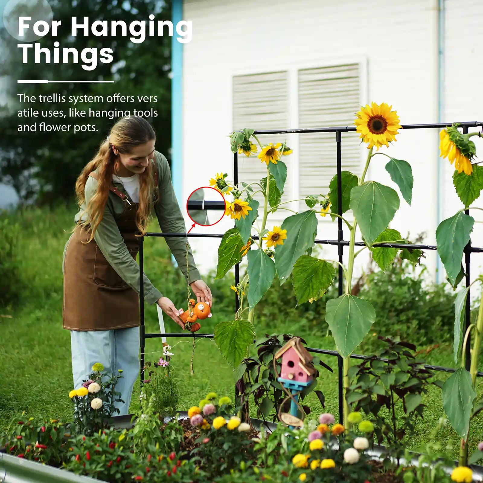 Elevated Raised Garden Bed with Wall Trellis - Perfect for Small Spaces, Urban Gardening & Vertical Planting - Ideal for Vegetables, Flowers & Herbs in Backyards, Patios & Balconies