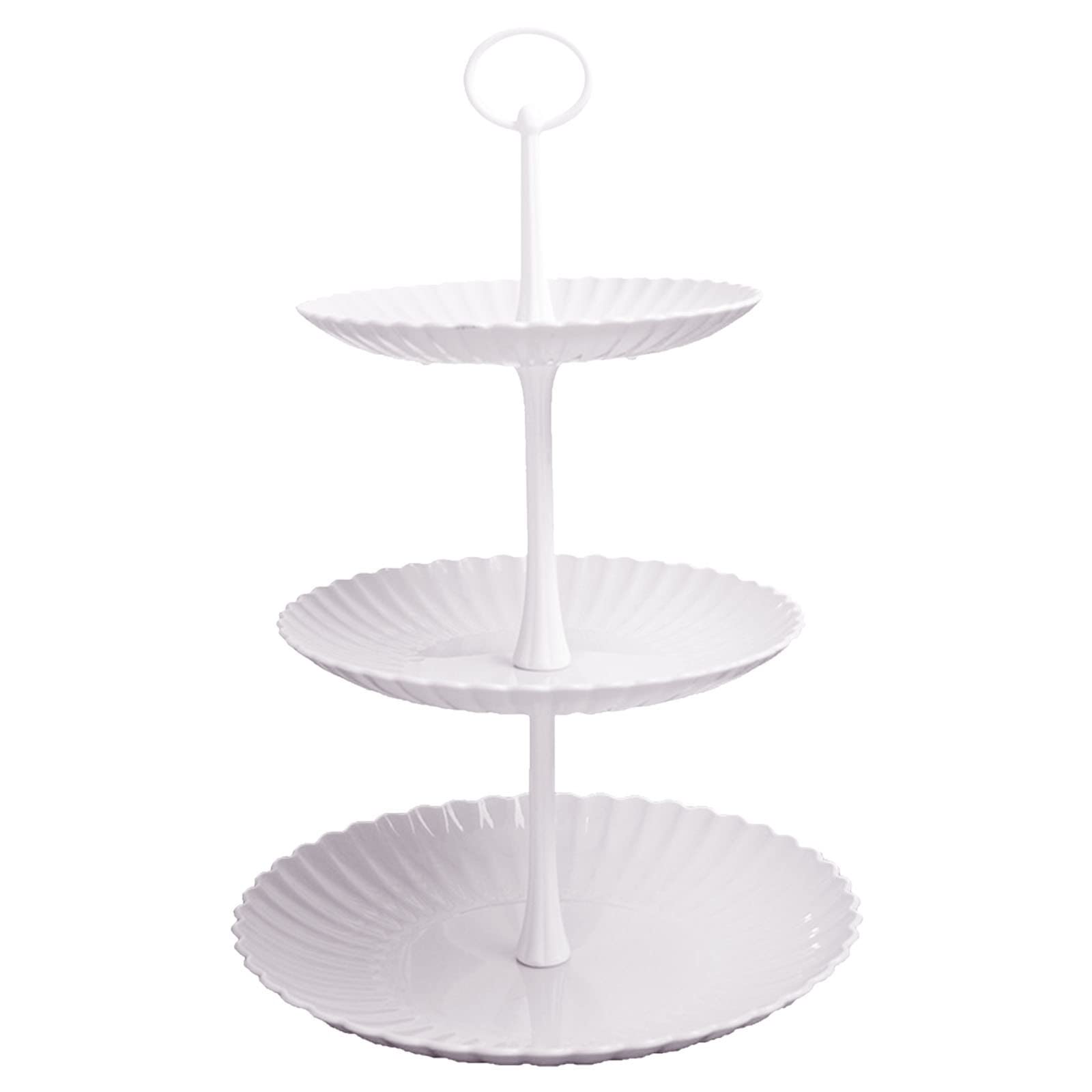 European Style Layered Cake Stand - 3 Tier Fruit Tray for Desserts, Bird Feeder & Party Serving | White Multifunctional Display Plate for Weddings, Tea Parties & Home Decor (Size B)