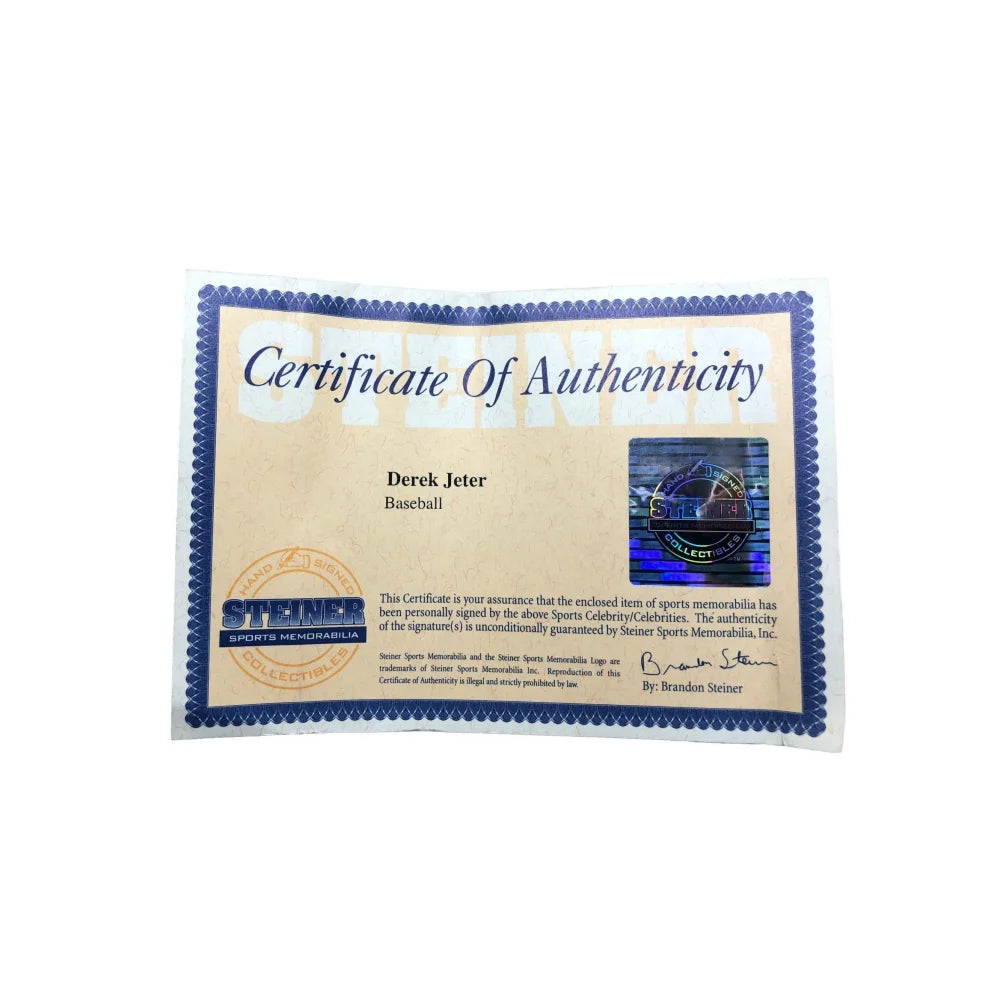 Derek Jeter Autographed Baseball - Official MLB OMLB with Steiner COA - New York Yankees Memorabilia - Perfect for Sports Collectors, Yankees Fans & Baseball Enthusiasts