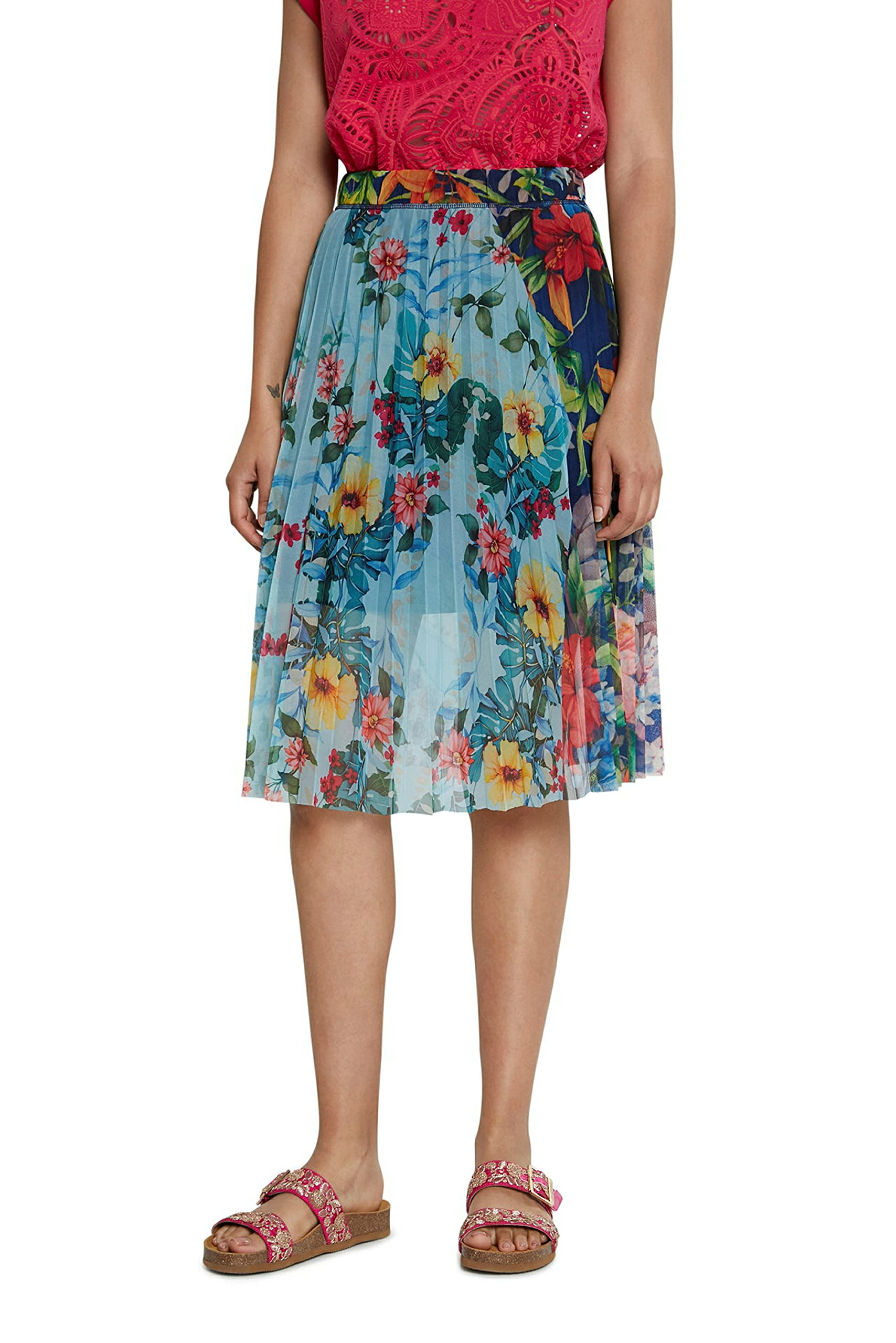 Desigual Women's Long Knit Skirt - Stylish & Comfortable Midi Skirt for Casual Wear, Office & Date Night Outfits