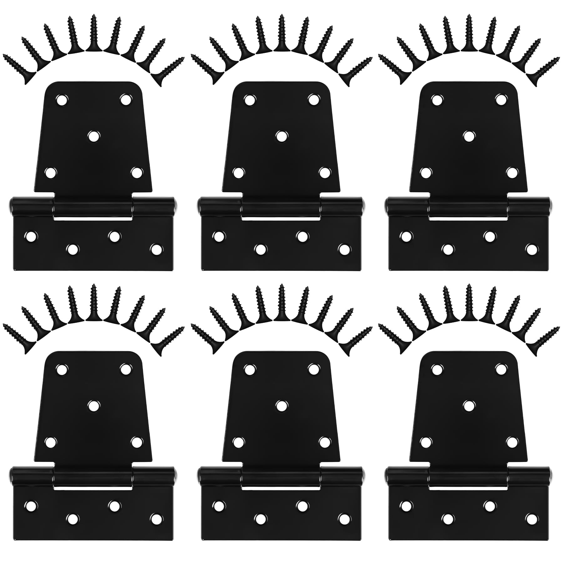 Heavy Duty 3.5 Inch Black Iron Gate Hinges - 6 Pack Industrial T Hinges for Barn Doors, Sheds & Wooden Fences | Extra Thick Outdoor Hinges with Screws Included | Perfect for Large Gates, Farm Entrances & Backyard Fencing