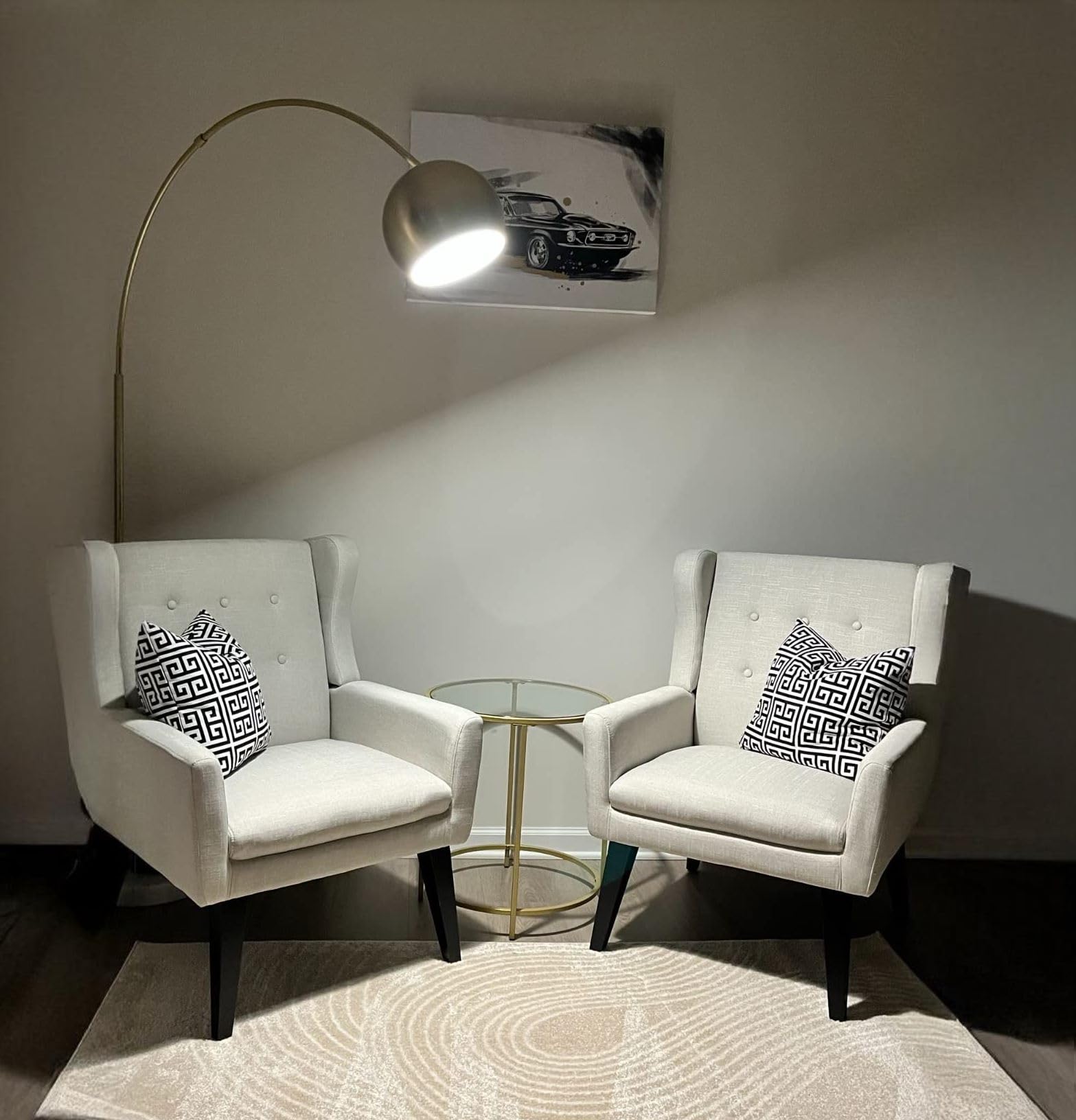 Brightech Olivia Arc Floor Lamp - Modern LED Standing Lamp for Living Room, Bedroom & Office - Adjustable Tall Lamp with Brass/Gold Finish - Perfect for Reading, Working & Home Decor
