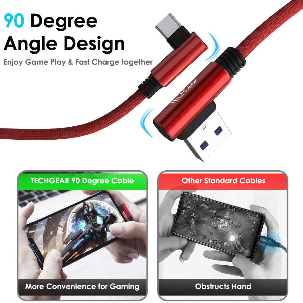 TECHGEAR 3-in-1 USB C Cable Set (30cm/1m/1.5m) 90 Degree Right Angle Fast Charging & Data Sync Cable for Samsung Galaxy S25/S24/S23/S22/S21/A16/A36/A54 5G, Google Pixel 9/8, OnePlus, Oppo Find X8/X5, Redmi Note, Motorola - Perfect for Home, Office & Travel Charging