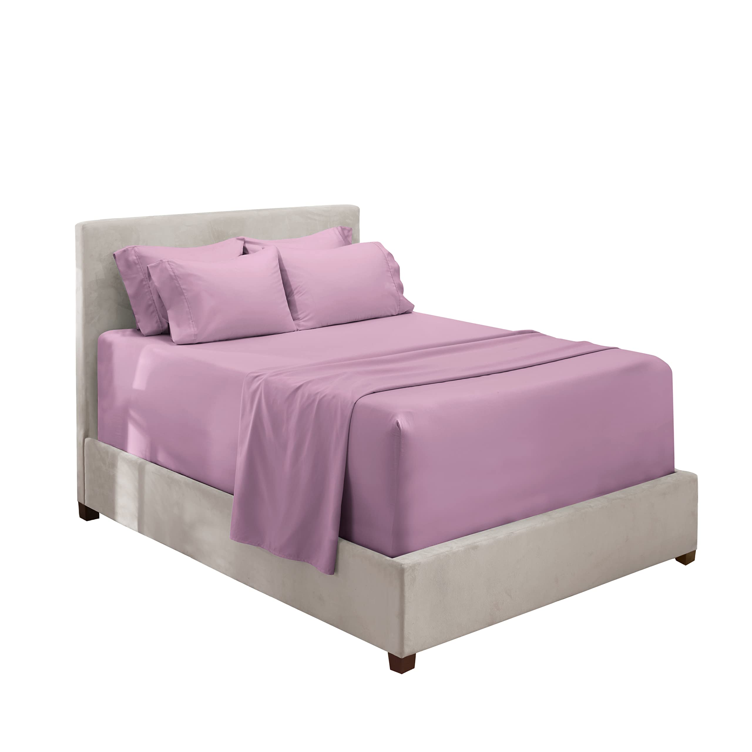 Hearth & Harbor 6-Piece King Size Sheets Set - Extra Deep Pocket Fits Mattress Up to 21 Inches - Soft Luxury Bedding with Pillowcases - Lavender Dream Collection for Comfortable Sleep & Bedroom Decor