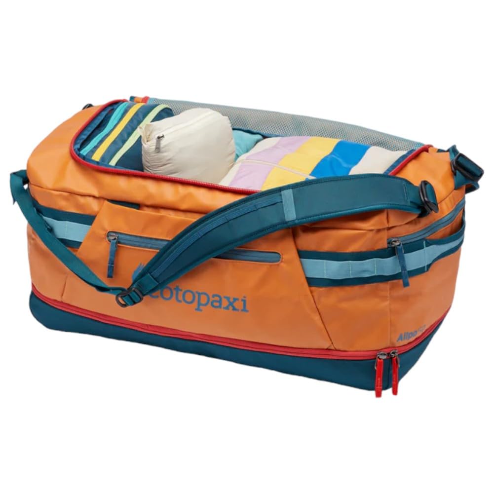 Cotopaxi Allpa 50L Travel Duffel Bag - Tamarindo/Abyss Color - Water-Resistant Carry-On Luggage for Adventure Travel, Camping & Weekend Getaways