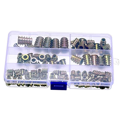 100-Pack M10 Hex Socket Insert Nuts - Anti-Slip Threaded Inserts for Woodworking, Furniture Assembly & DIY Projects - Durable Zinc Alloy Hardware for Wood Screws