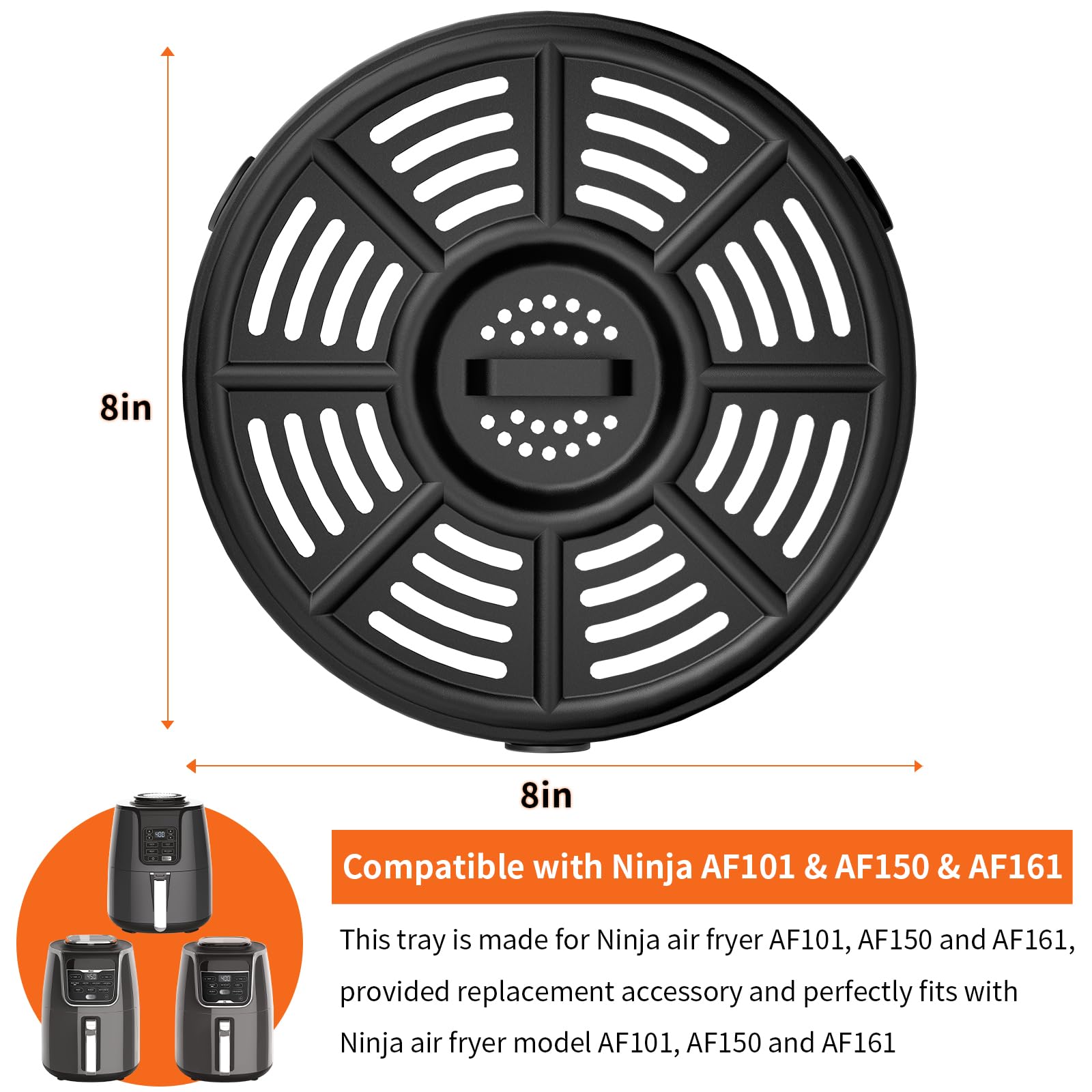 Ninja AF150 AF161 Air Fryer Replacement Basket & Tray - Non-Stick Dishwasher-Safe Accessories with Cover | Perfect for Healthy Frying, Roasting & Reheating Food at Home