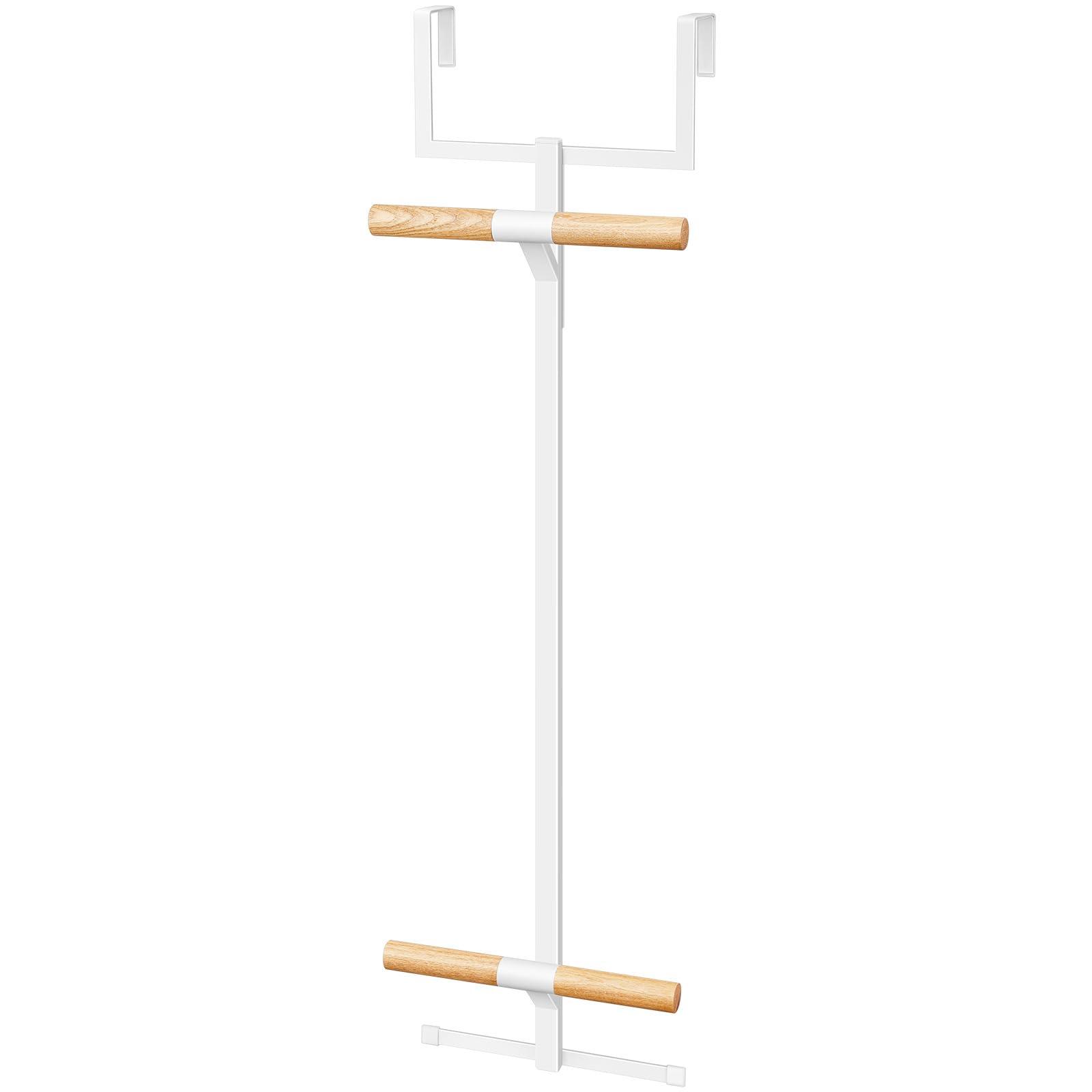 Briwooody Over The Door Backpack Hanger - 2 Tier Metal Storage Rack for School Bags, Closet & Bedroom Organization - Easy Install White Hook for Space Saving (Perfect for Dorm, Kids Room & Small Spaces)