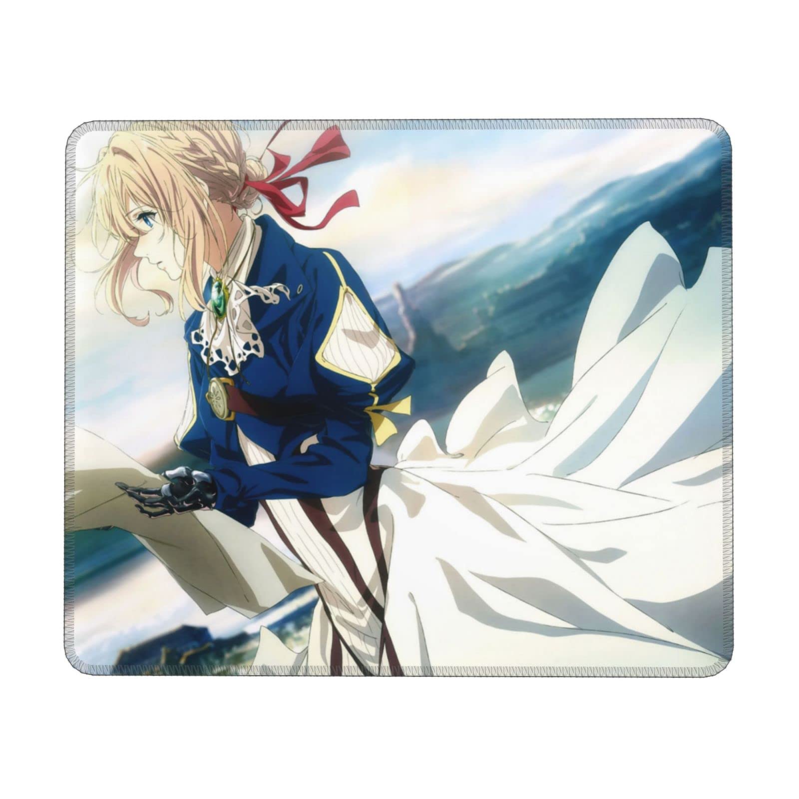 Violet Evergarden Anime Mouse Pad with Stitched Edges & Non-Slip Rubber Base - Washable Gaming Mouse Pad for PC, Laptop, Office & Home Use - Perfect for Work, Study and Video Games