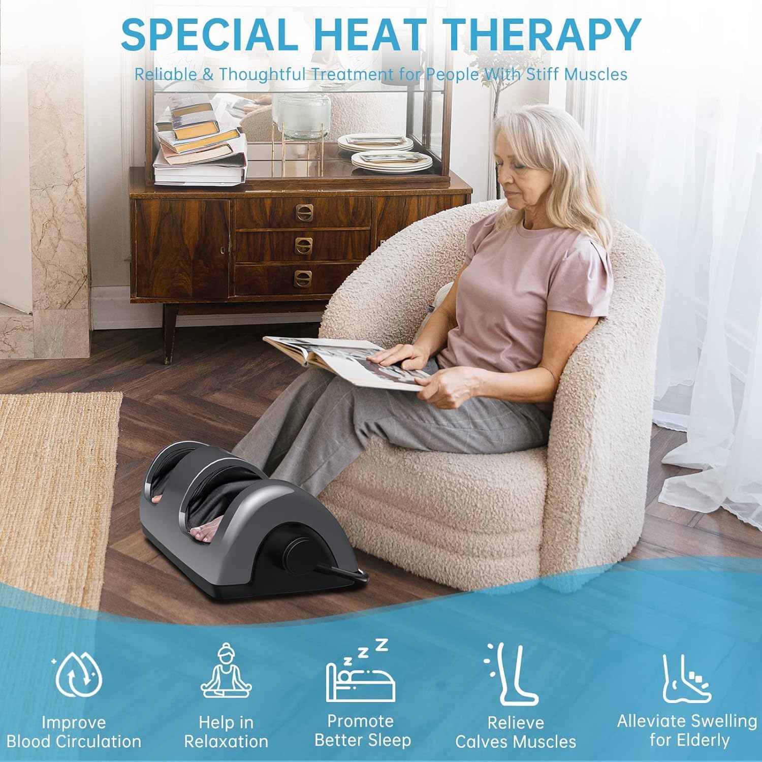 TISSCARE Shiatsu Foot Massager with Heat - Deep Kneading Massage Machine for Neuropathy, Plantar Fasciitis Pain Relief - Therapeutic Leg, Calf & Ankle Massager with Heating - Perfect Gift for Men & Women - Ideal for Home Relaxation & Foot Care Therapy
