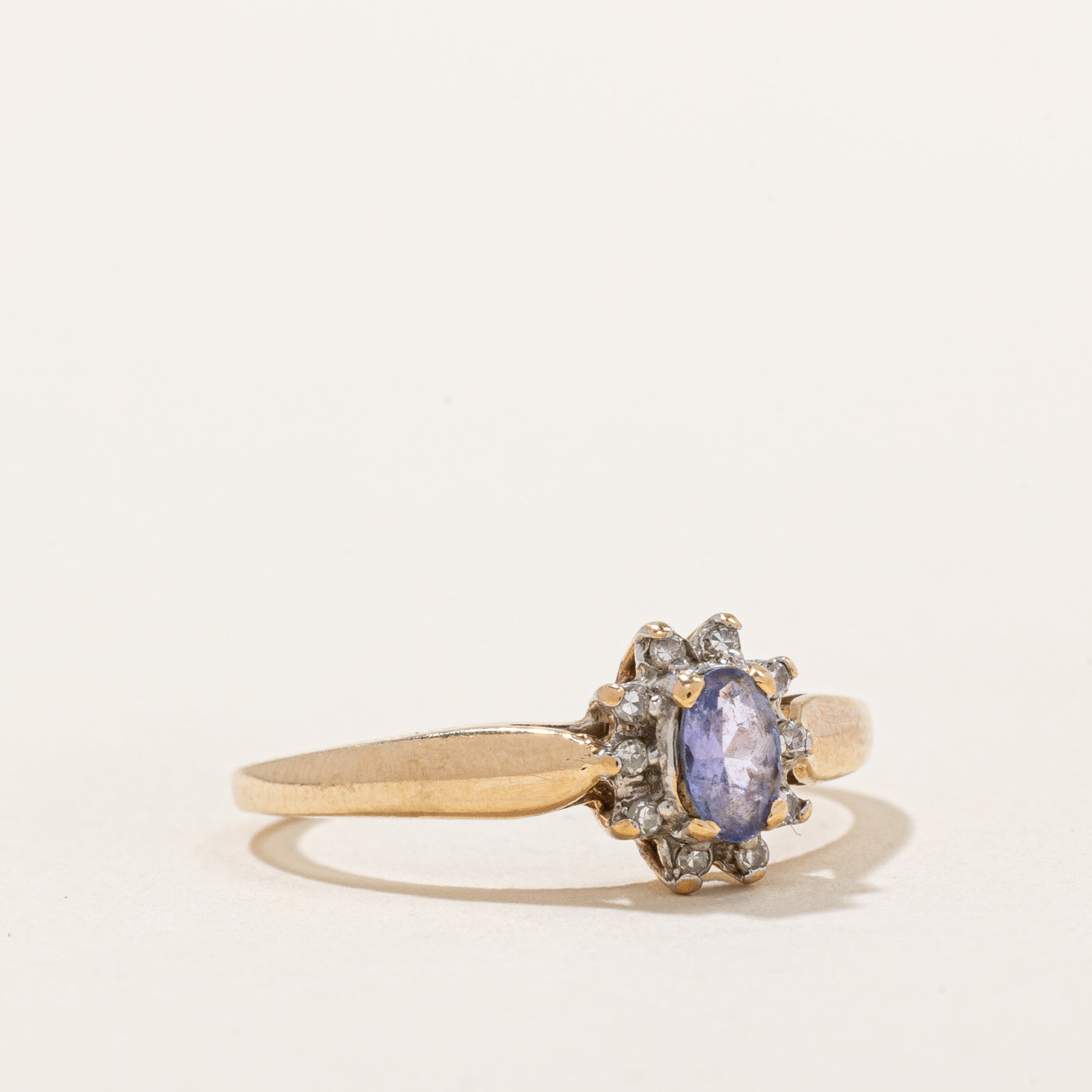 Exquisite 0.20ct Tanzanite & 0.03ct Diamond Halo Ring - Size 6.75 | Elegant Engagement, Wedding, or Anniversary Jewelry Gift for Women