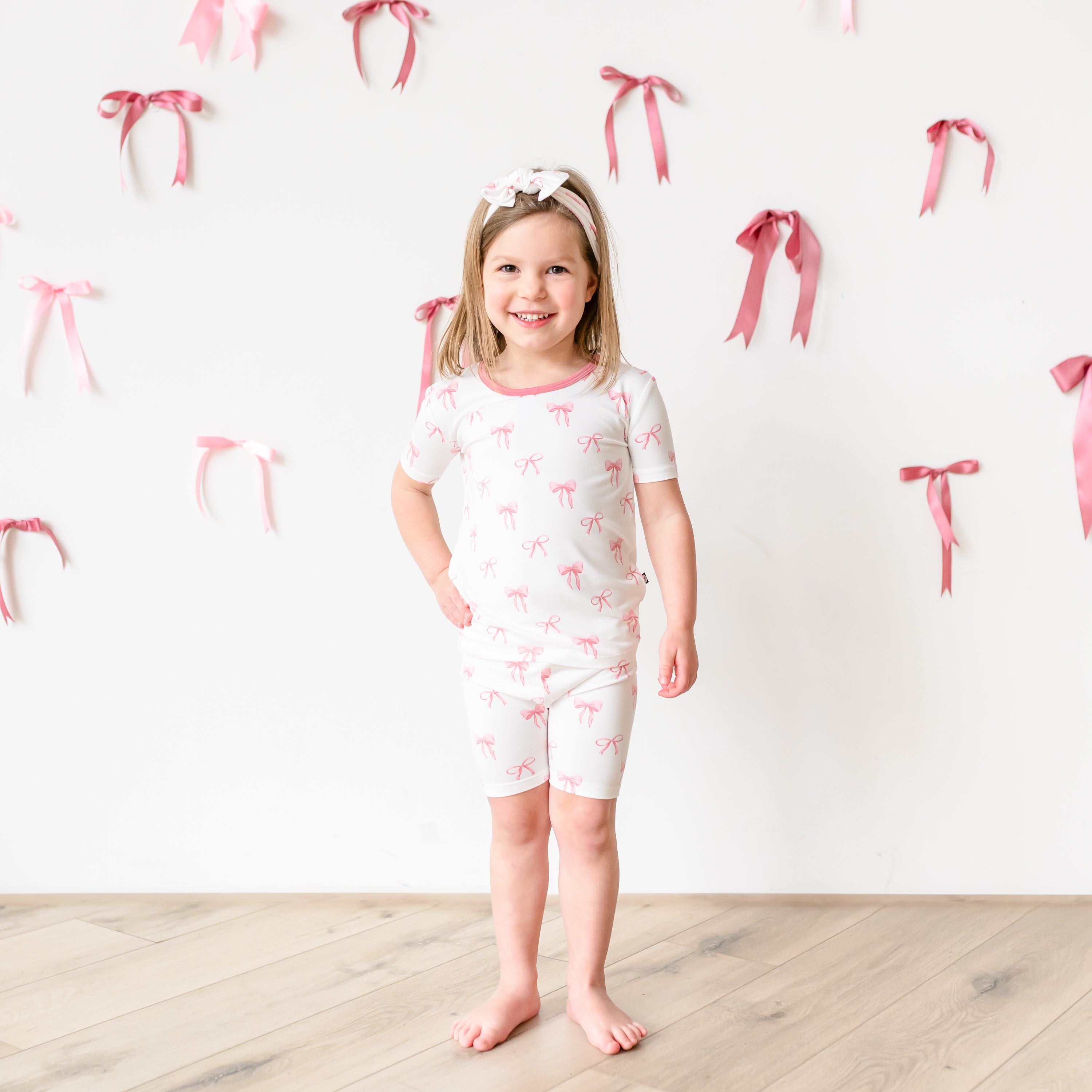 Women's Short Sleeve Pajama Set with Bow - Soft Cotton Sleepwear for Women - Perfect for Lounging, Sleepovers & Relaxing at Home