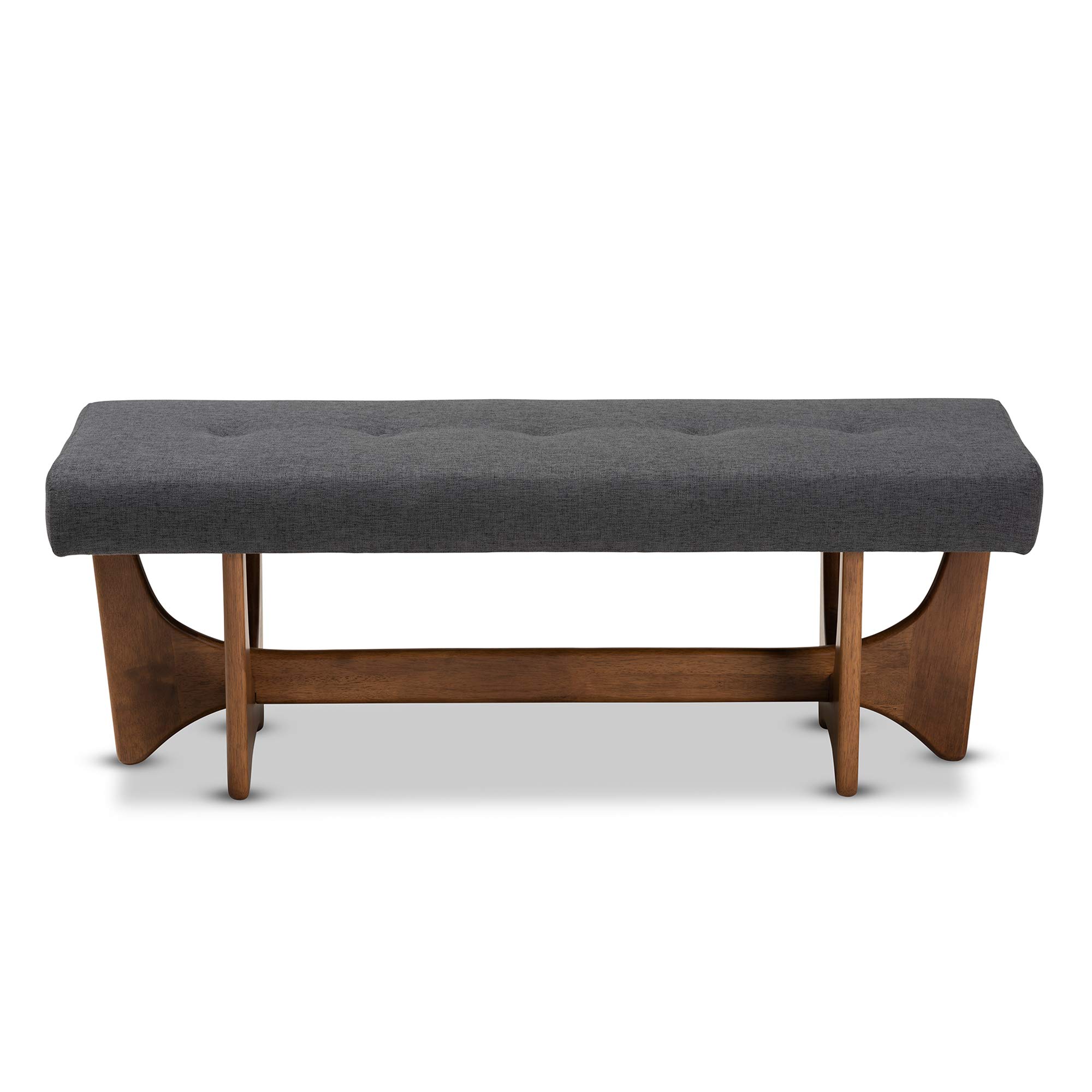 Baxton Studio Modern Wooden Bench with Dark Grey Upholstery & Walnut Finish - Perfect for Entryway, Living Room, or Bedroom Seating