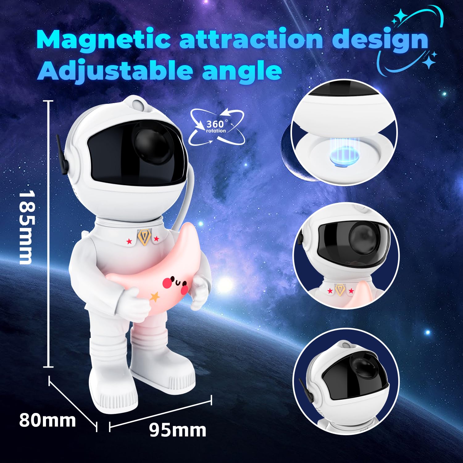 Wonhag Astronaut Star Projector Galaxy Night Light - LED Nebula Ceiling Lamp with Timer & Remote Control, Space Projector for Bedroom, Nursery, Kids Room Decor, Christmas & Birthday Gifts (White) - Perfect for Relaxation, Meditation, Sleep Aid, and Creating a Dreamy Space Atmosphere