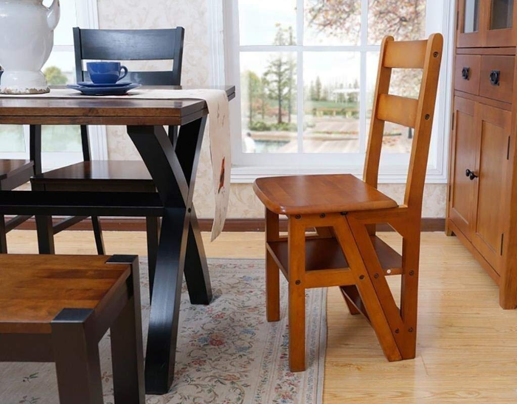 Wooden Folding Step Stool for Home - Multi-Functional Climbing Stool with Non-Slip Steps, Space-Saving Ladder Stool for Kitchen, Bathroom & Kids' Room - Perfect as Step Stool for Reaching High Shelves or Toddler Learning Tower