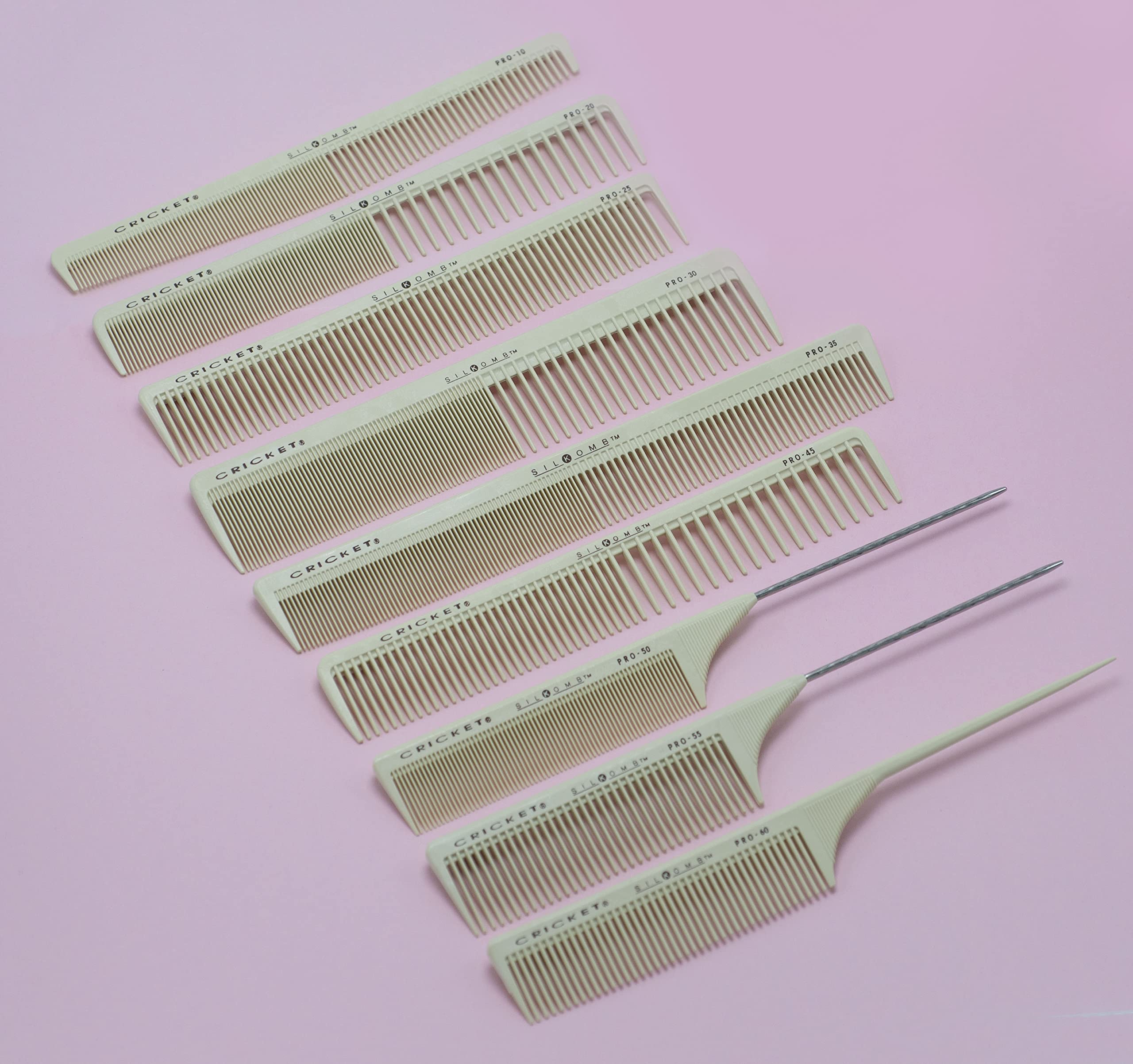 Cricket Silkomb Pro-50 Fine Tooth Rattail Comb for Hair Styling - Professional Metal Tail Comb for Sectioning, Weaving & Detangling - Perfect for Salon Stylists & Home Hair Care (Great for Braiding, Updos & Smooth Styling)