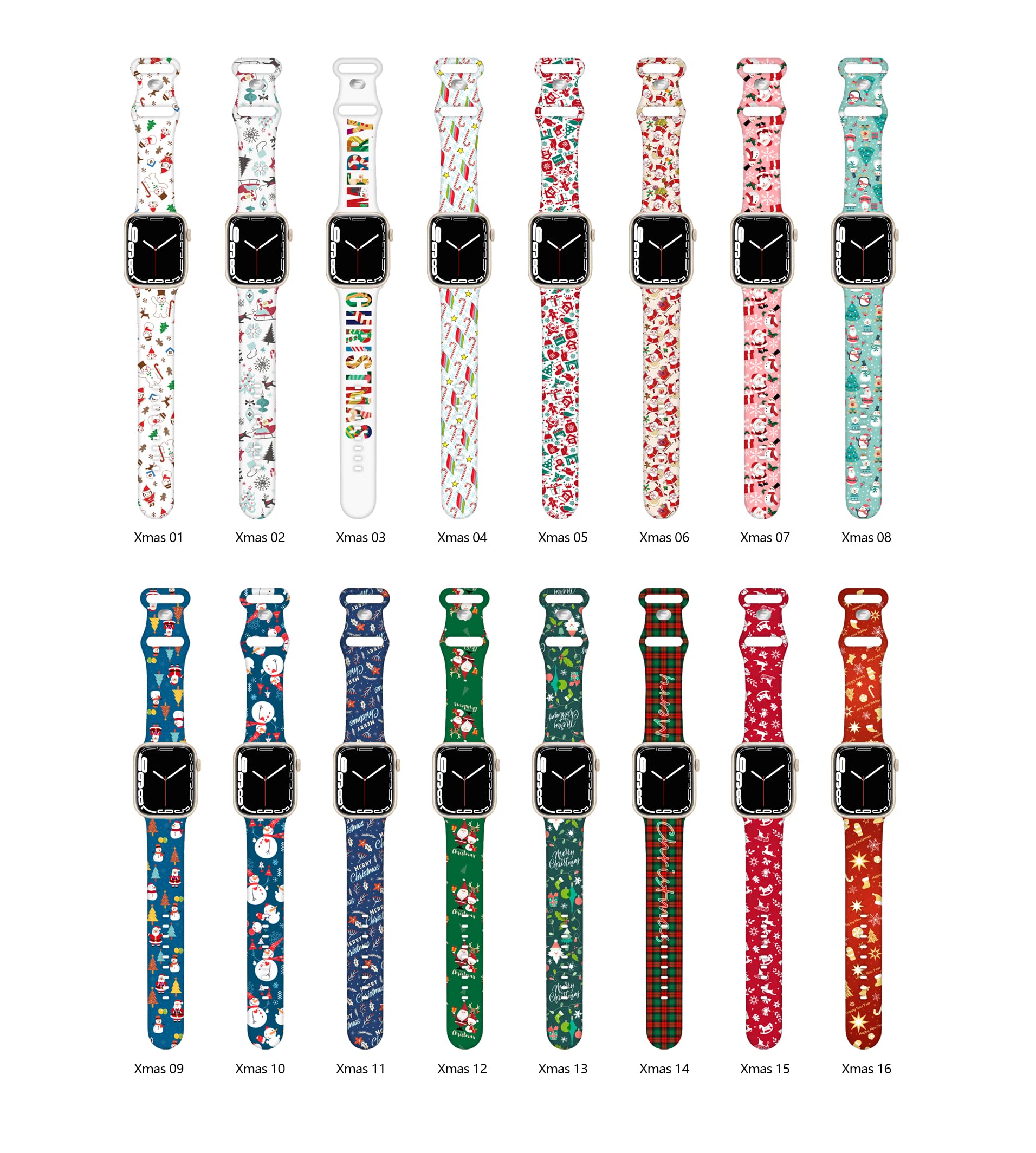 Breathable Christmas Bands for Apple Watch 38mm 40mm 41mm - Soft Silicone Sports Strap Compatible with iWatch SE & Series 10/9/8/7/6/5/4/3/2/1 - Festive Santa Claus Design - Perfect for Holiday Gifts, Workouts & Everyday Wear