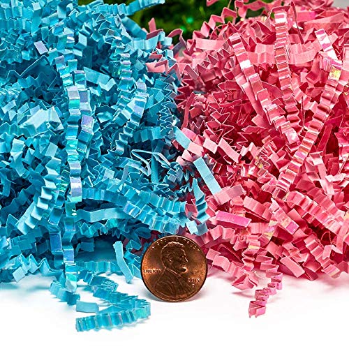 Premium Iridescent Strawberry Crinkle Paper Filler - 10 LB Bag of Shiny Pink Shredded Gift Box Filler (24