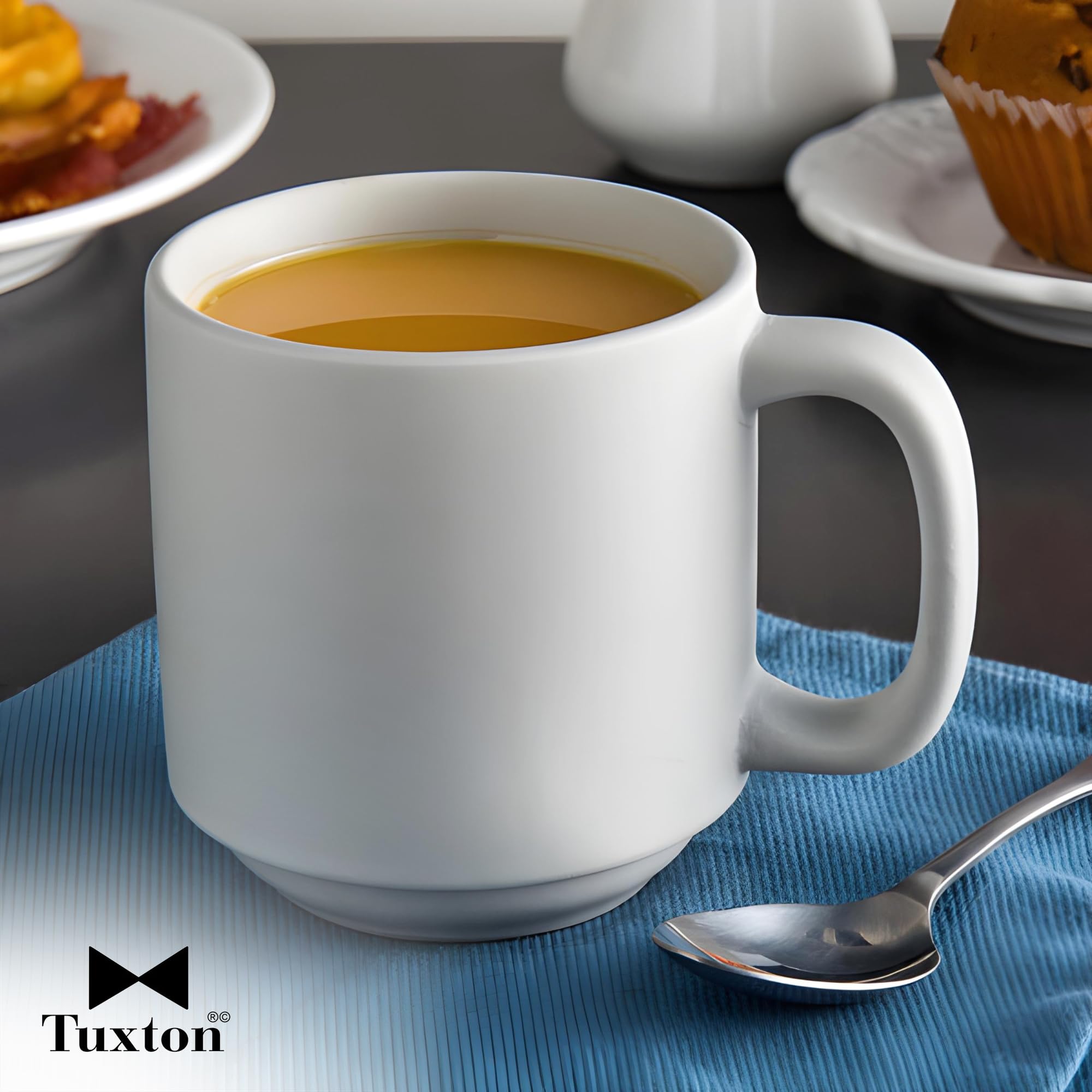 Tuxton Zion Matte Gray 11-Oz Stackable Yukon Mug - Set of 24, Durable & Scratch Resistant, Lead-Free & Dishwasher Safe - Perfect for Coffee, Tea, or Hot Chocolate at Home, Office, or Camping