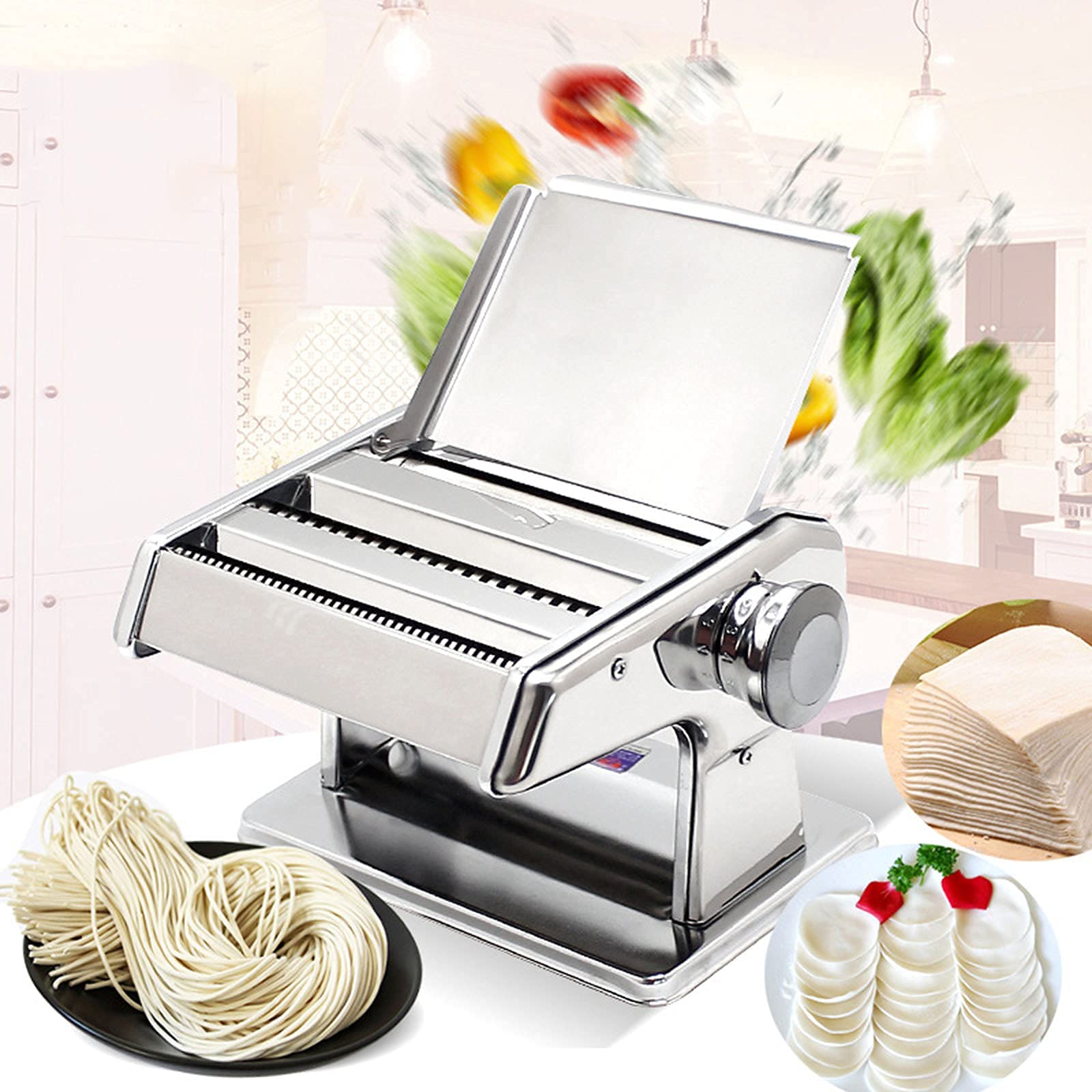 Stainless Steel Pasta Maker Machine - Adjustable Thickness Pasta Roller & Noodle Maker for Homemade Spaghetti, Ravioli, Lasagna | Perfect Kitchen Tool for Italian Cuisine & Family Cooking