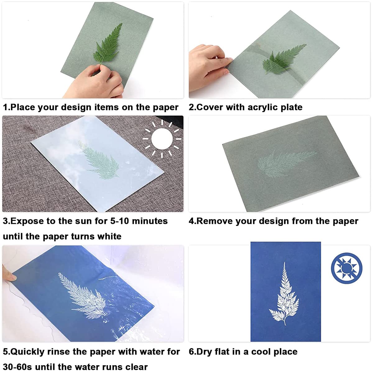32 Pcs Sun Print Paper Kit - A5 5.8 x 8.3 Inch Solar Sensitive Paper for Nature Printing, Sun Art & DIY Crafts | Perfect for Kids & Adults Creative Projects, Outdoor Activities, Science Experiments & Botanical Art