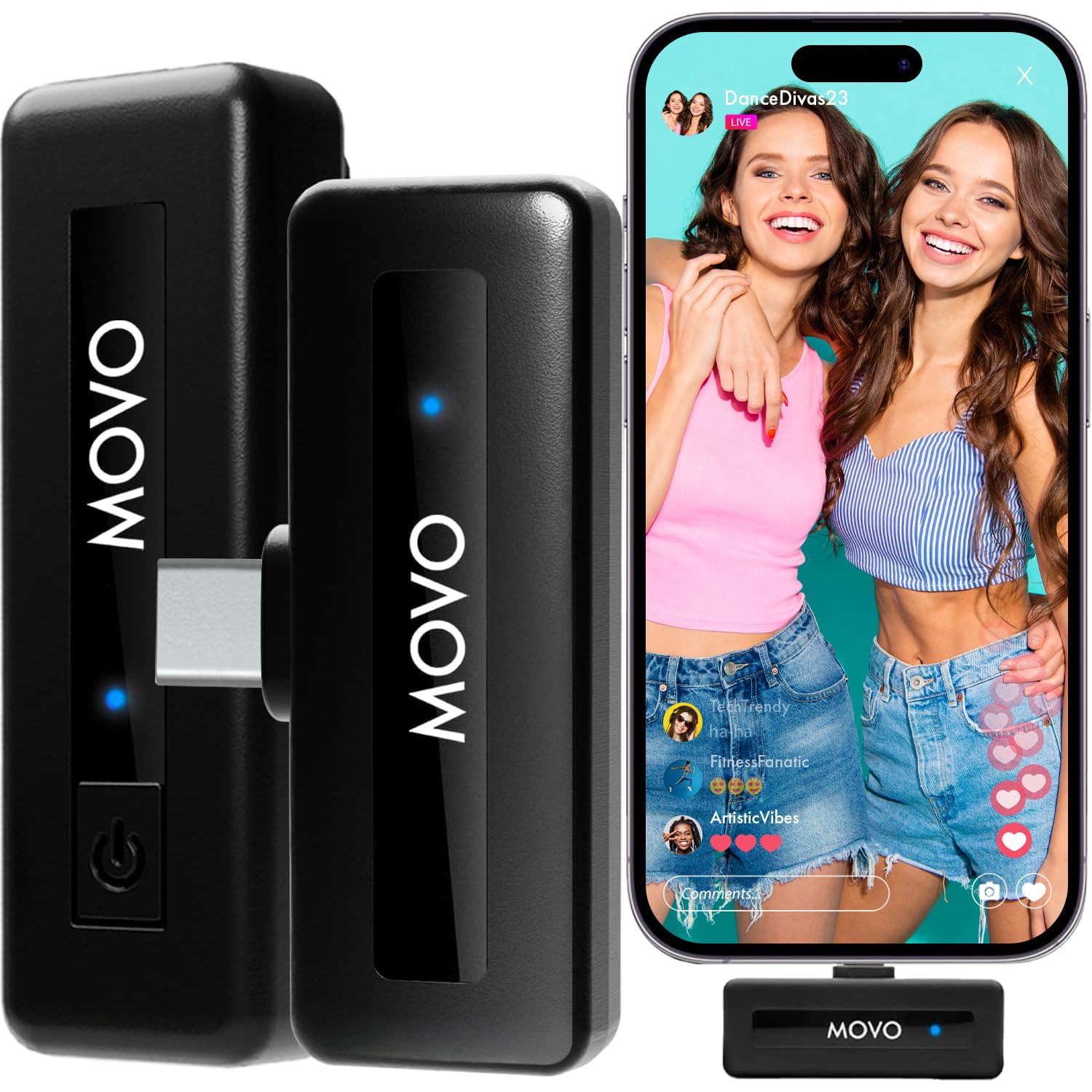 Movo Wireless Mini UC USB-C Lavalier Microphone for Android, iPhone, iPad Pro & Laptops - Compact Wireless Mic for Video Recording, Live Streaming, Podcasting & Online Meetings