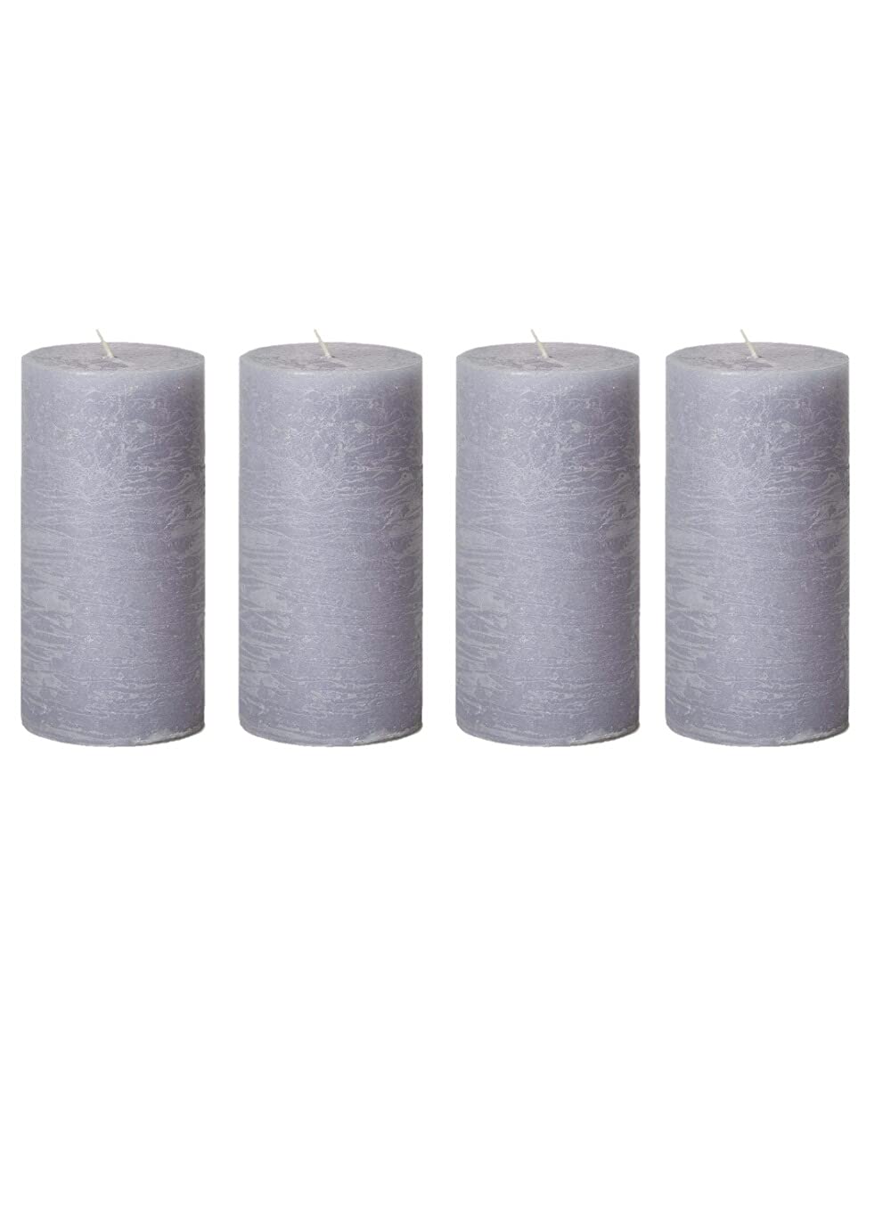 Set of 4 Rustic Gray Cement Pillar Candles - 3