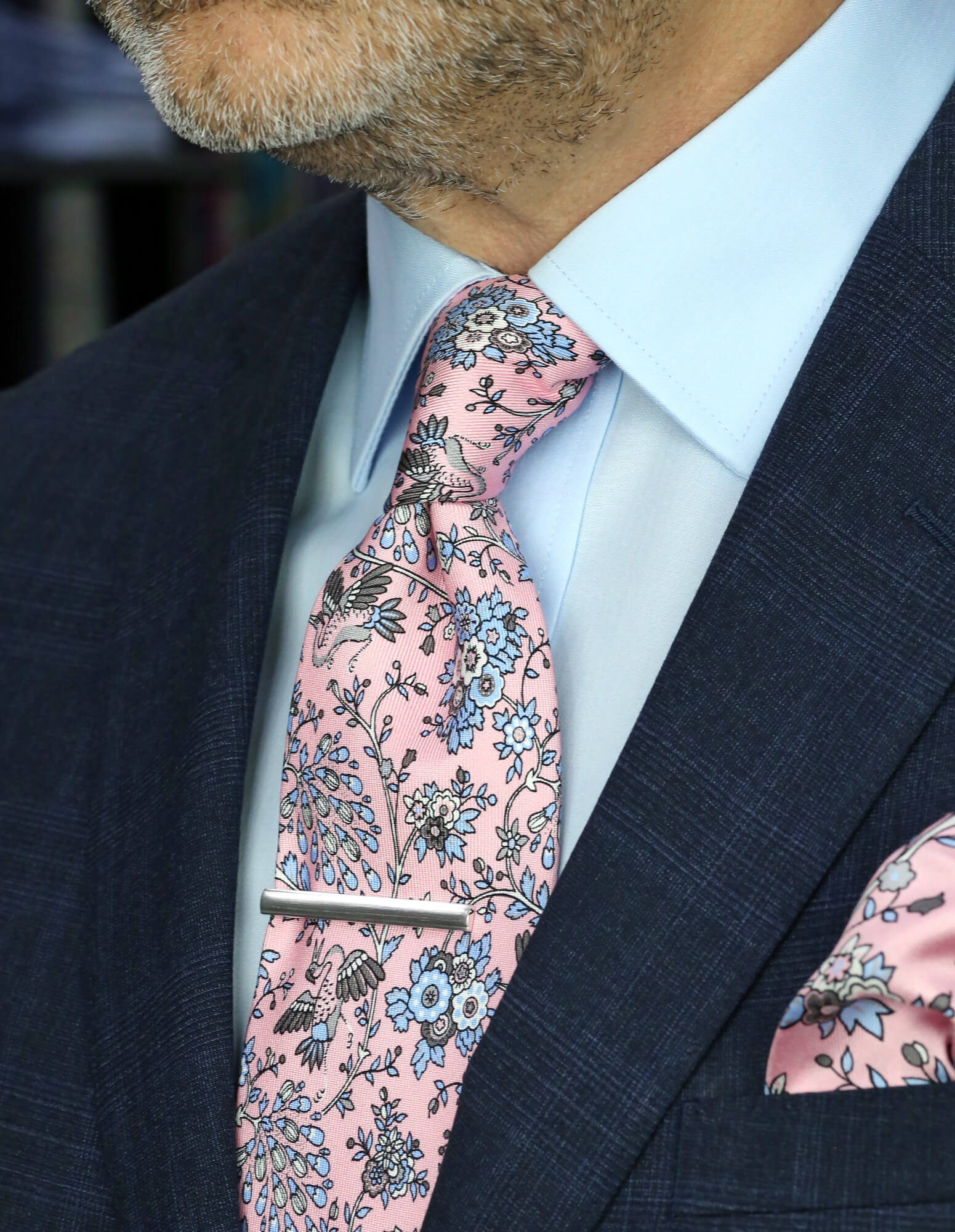 DÉCLIC Waterdale Floral Tie - Pink Silk Scarf for Women | Elegant Fashion Accessory for Weddings, Parties & Special Occasions