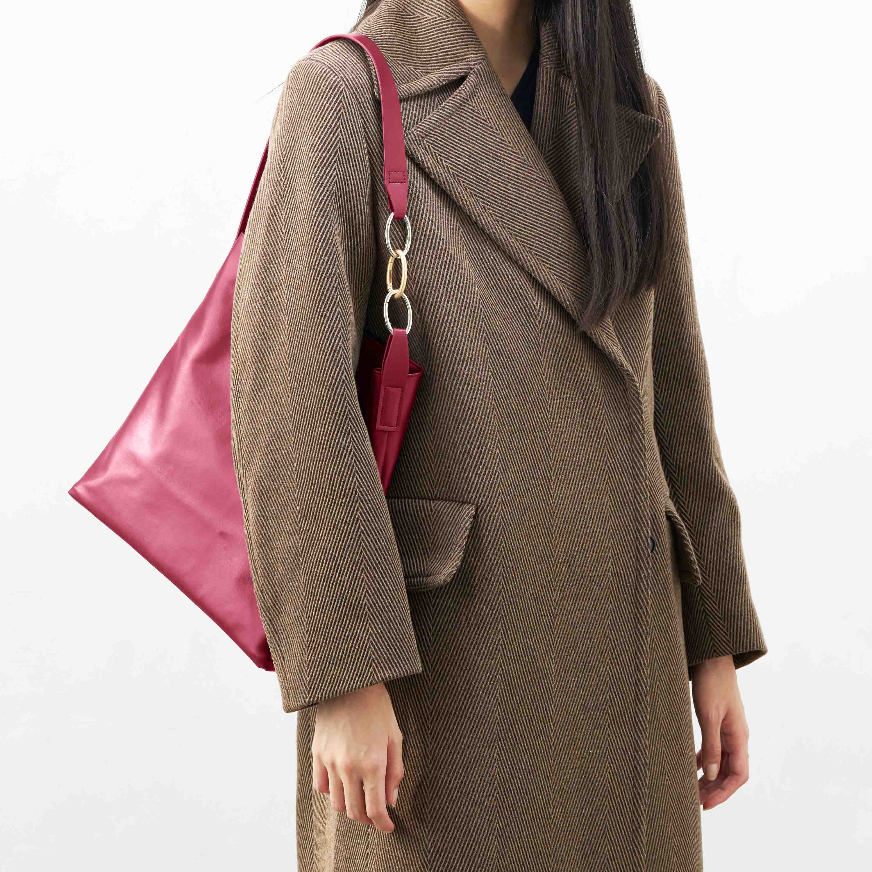 Oleatex Vegan Olive Leather Tote Bag - Cherry Red | Eco-Friendly, Durable & Stylish Handbag for Work, Travel & Everyday Use