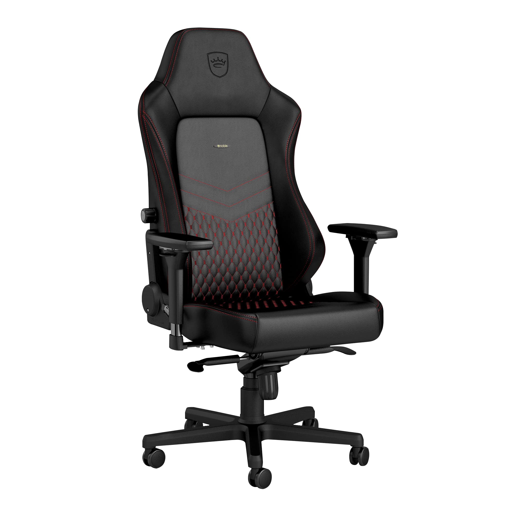 Premium Noblechairs Hero Gaming & Office Chair - Ergonomic Design with Lumbar Support, Genuine Leather (Black/Red) for Ultimate Comfort in Gaming, Work & Home Office