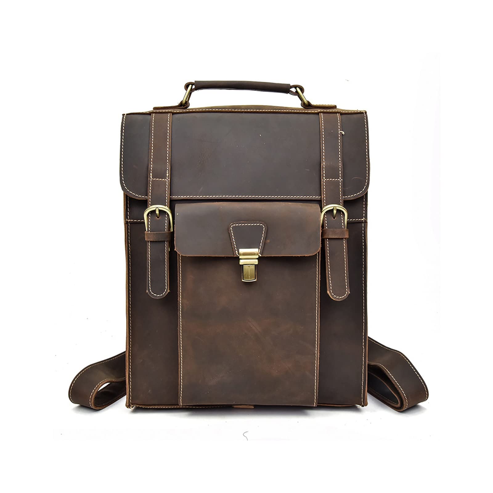 Premium Genuine Leather Backpack for Men - Stylish Laptop Backpack for Business, Work, School & Travel - Durable Hiking Backpack with USB Charging Port (Color: A) - Perfect for Commuting, College & Outdoor Adventures
