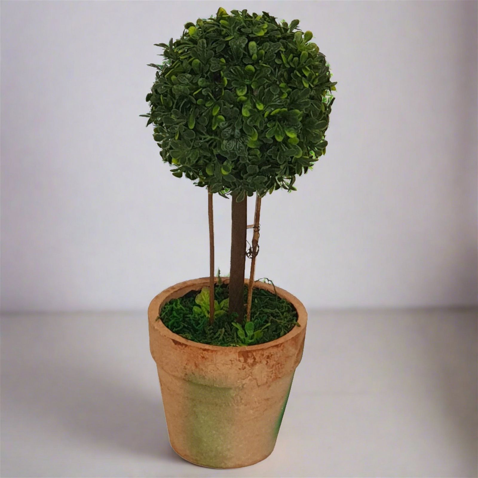 20cm Artificial Topiary Ball in Terracotta Look Pot - Realistic Faux Plant for Home Decor, Office, Garden & Wedding Centerpieces - Criterion Collection